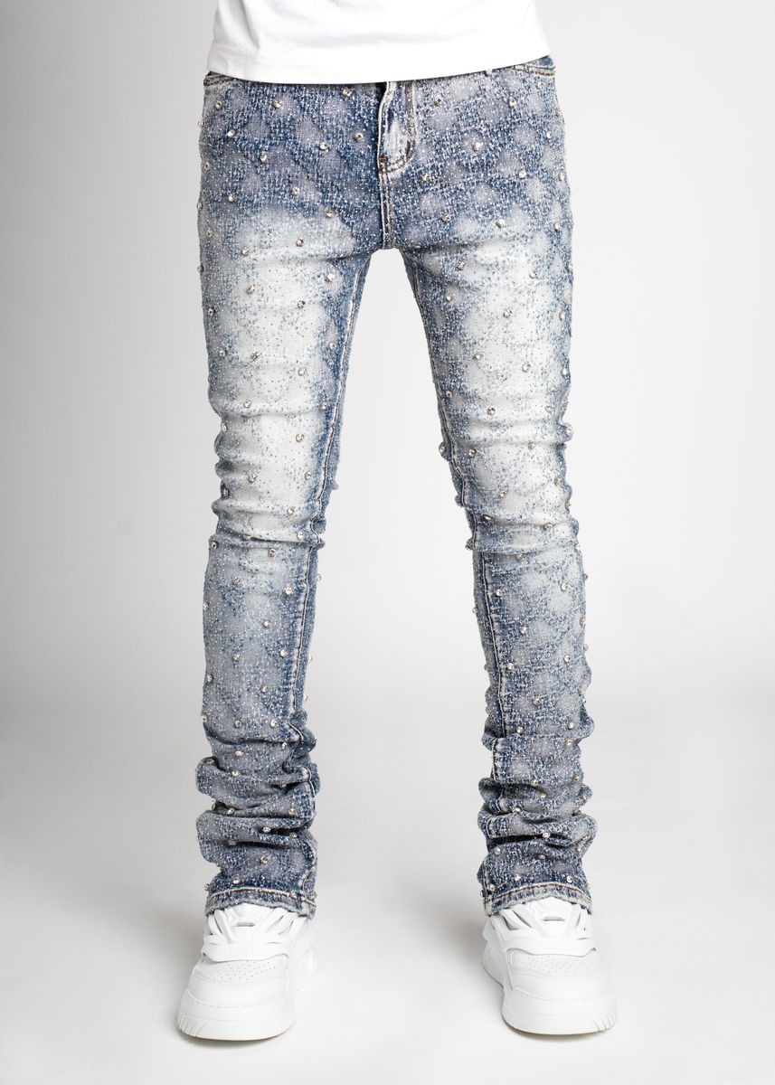 Guapi Aqua Blue Embellished Denim