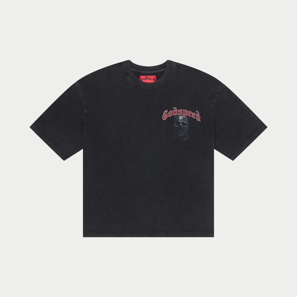 Godspeed "Balaclava" T-Shirt Black Washed/Red