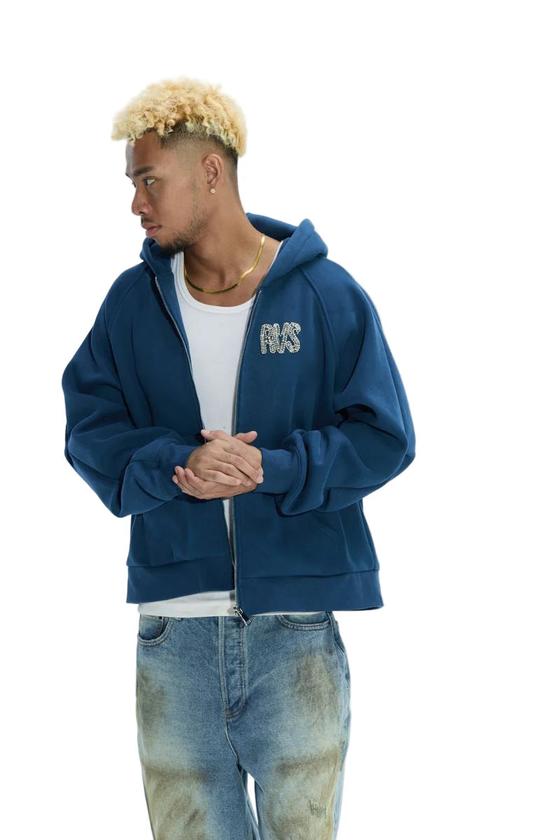 RVS Labs "Etoile" Navy Zip-Up Hoodie