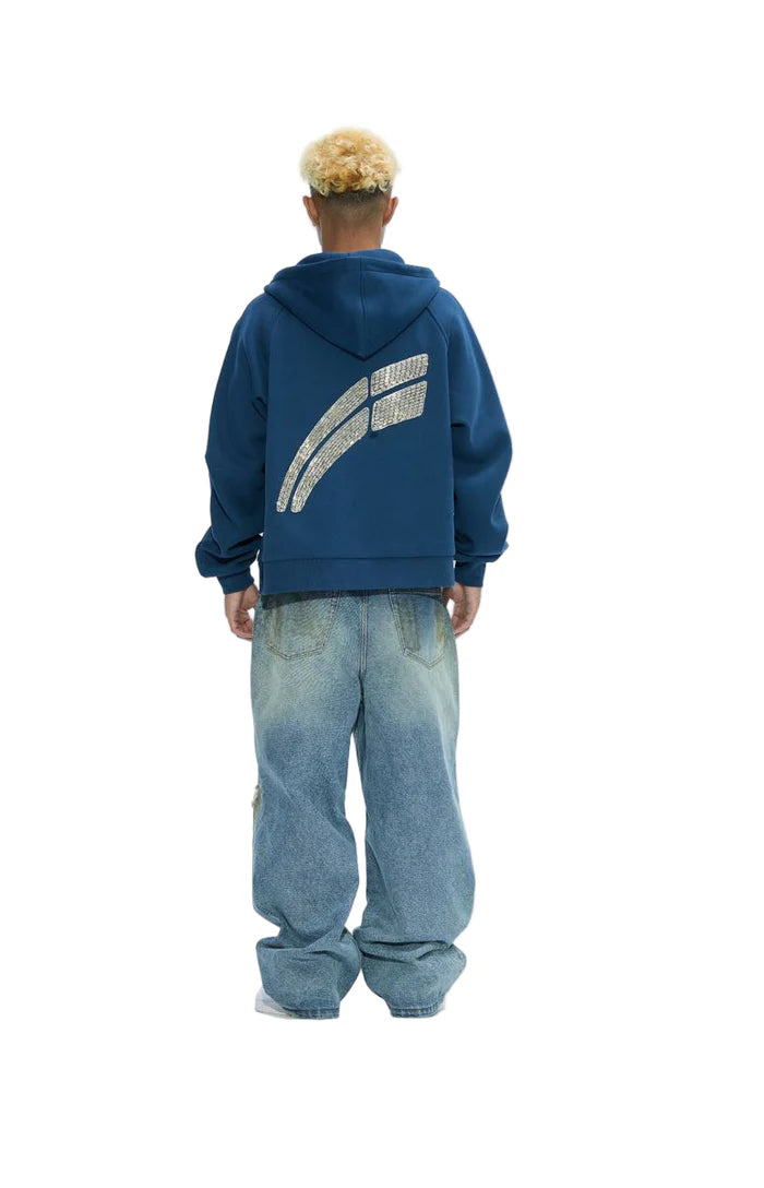 RVS Labs "Etoile" Navy Zip-Up Hoodie