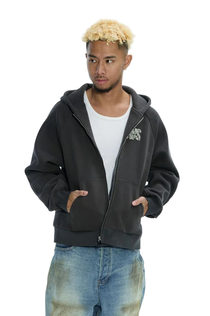 RVS Labs "Etoile" Charcoal Zip-Up Hoodie