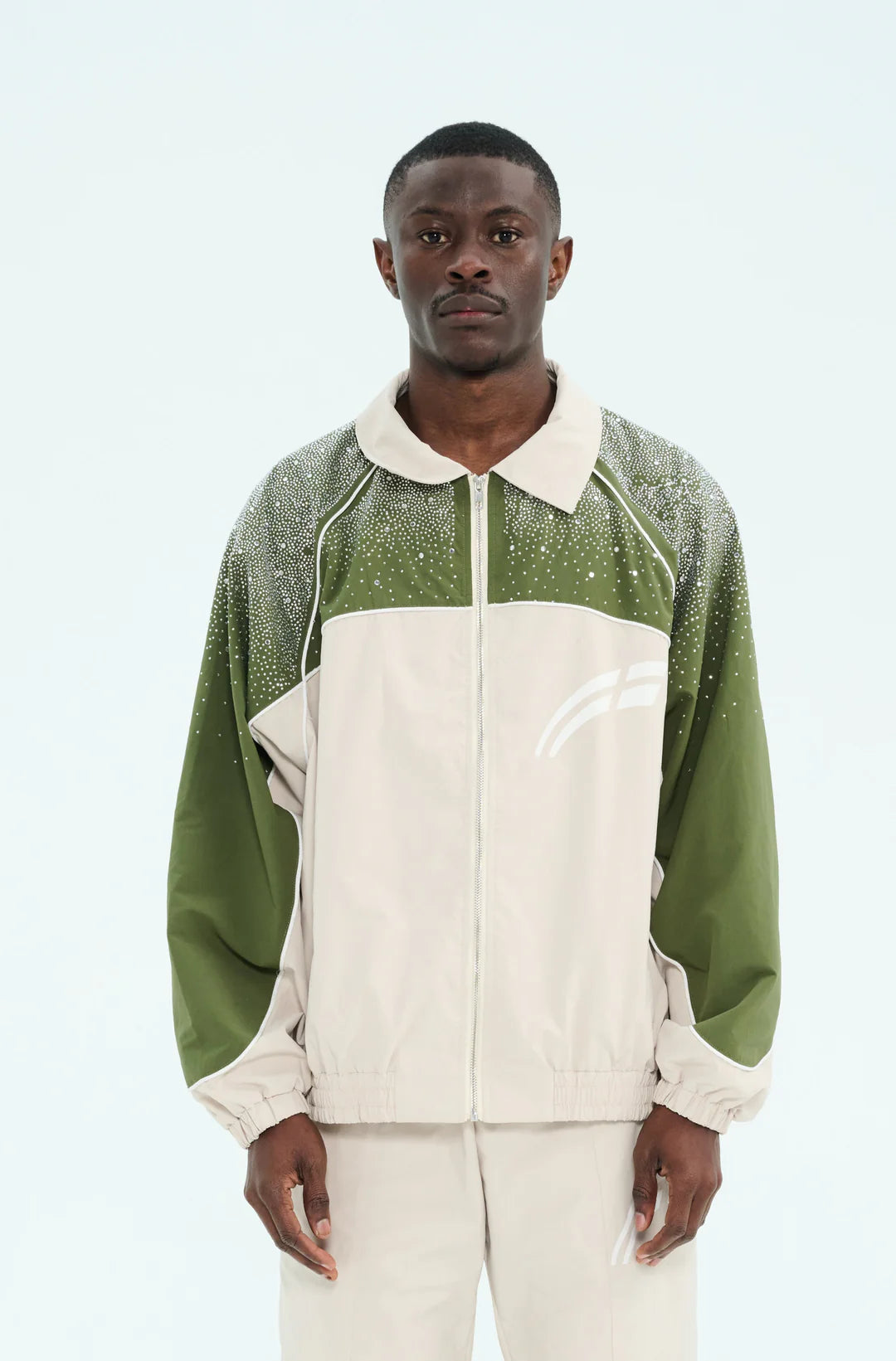 RVS Labs Cream / Green "Astral" Zip Windbreaker