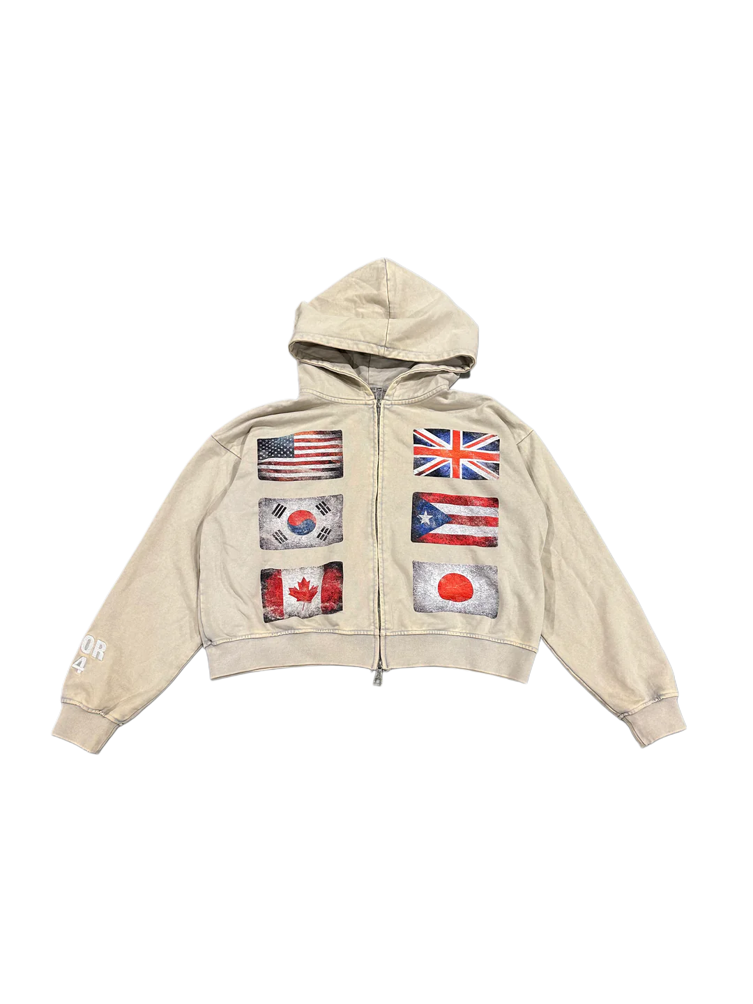 FLR 914 "Flags" Grey Zip-Up Hoodie