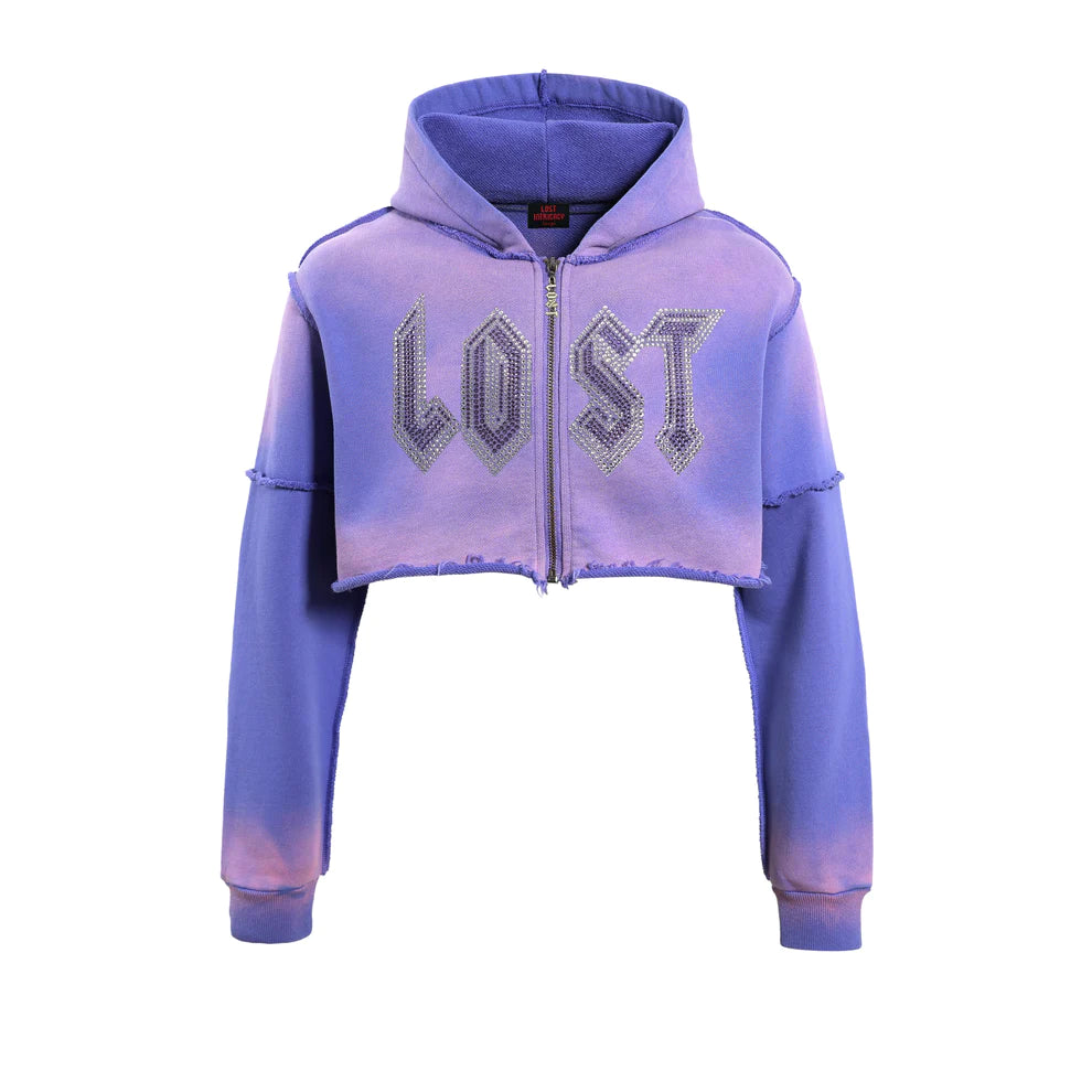 Lost Intricacy "Lavender" Crop Zip Up Hoodie