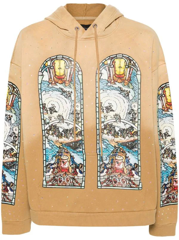 Who Decides War "Beige Cotton Rhinestone" Hoodie