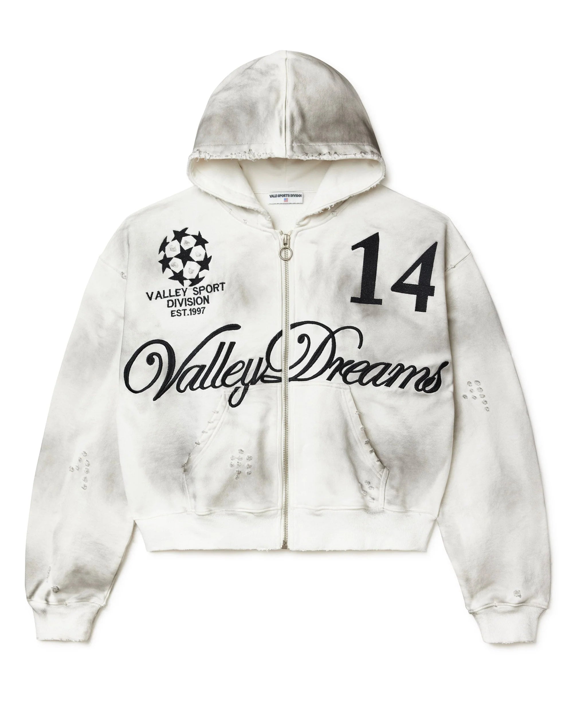 Vale "Oreo 14" White Zip-Up Hoodie