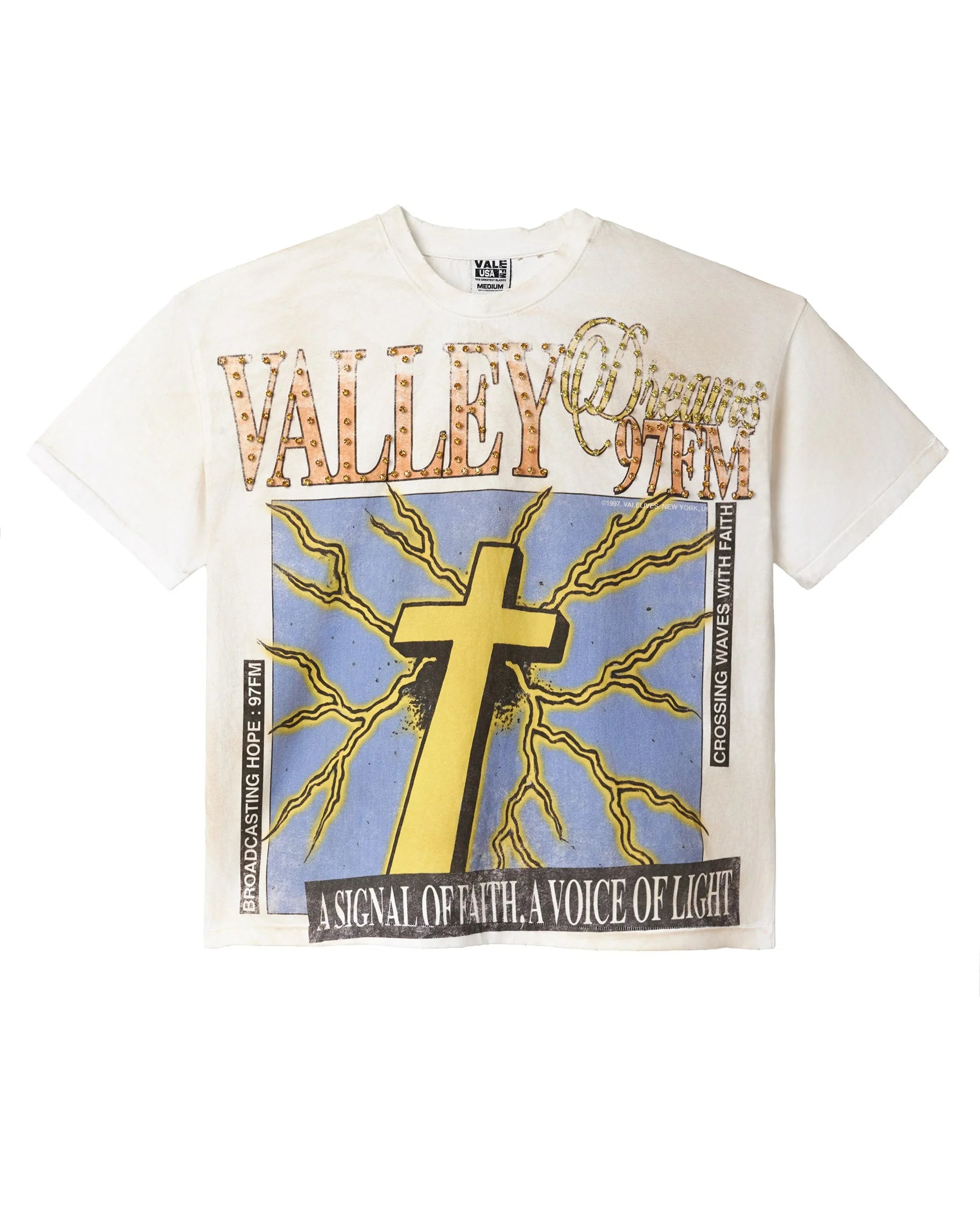 Vale "Thunder Cross" White Bling T-Shirt