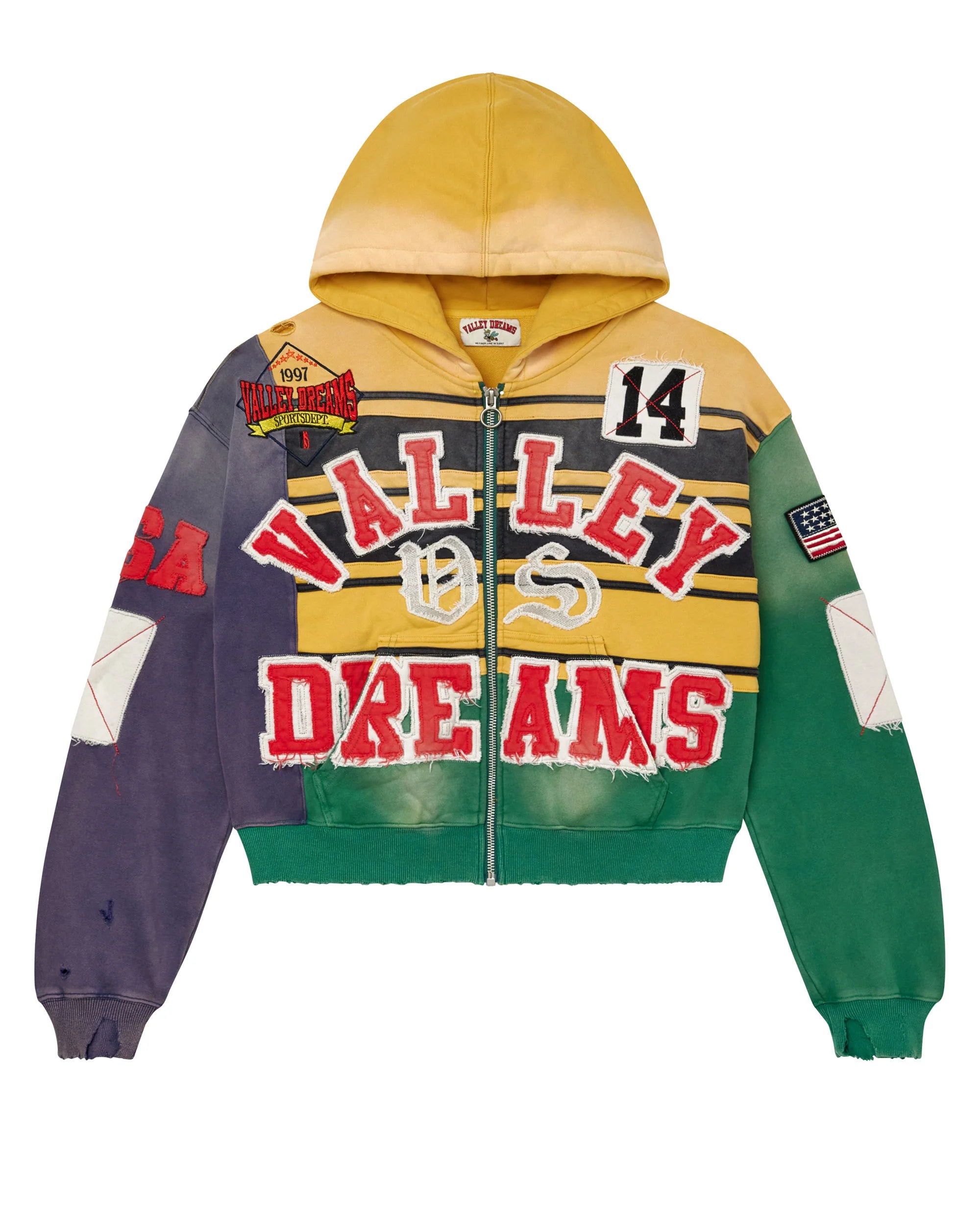 Vale "Mardi Gras" Multi Color Collage Zip-Up Hoodie