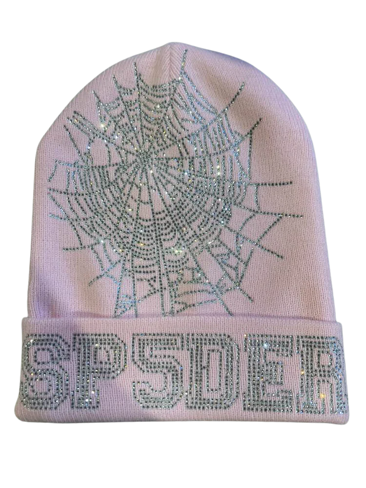 Spider Pink Rhinestone Beanie