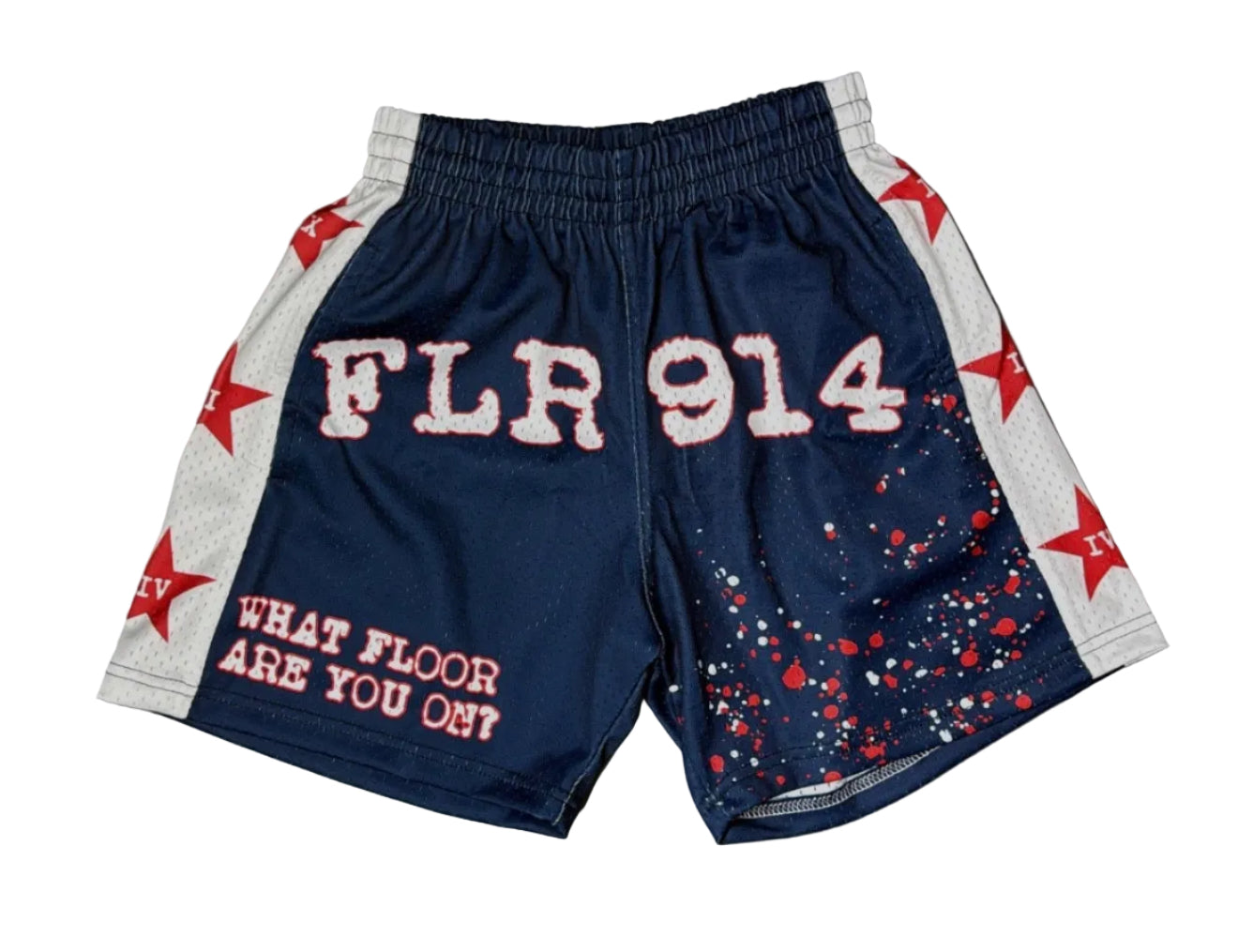 FLR 914 "USA Star" Navy Blue Mesh Shorts