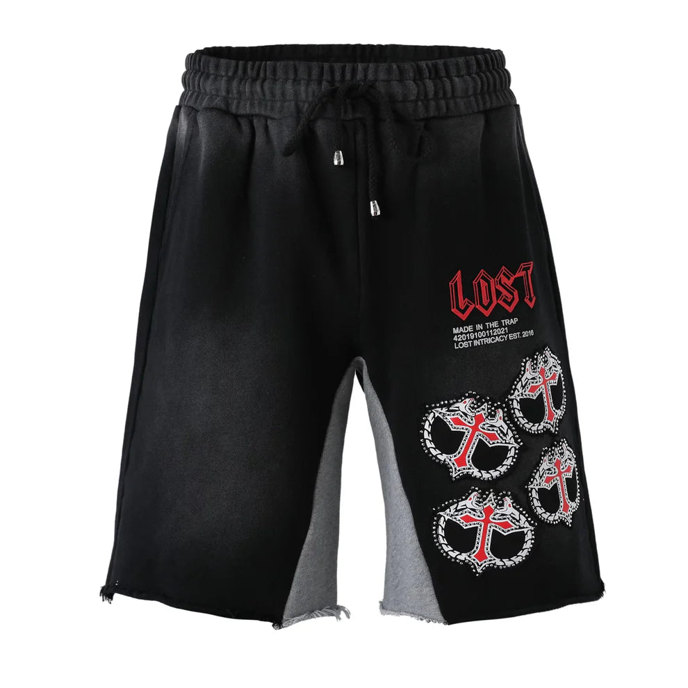 Lost Intricacy "Black/Red" Cotton Shorts