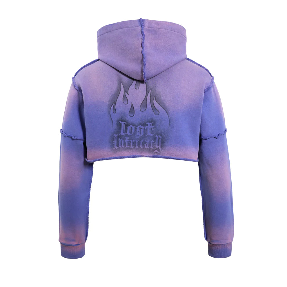 Lost Intricacy "Lavender" Crop Zip Up Hoodie