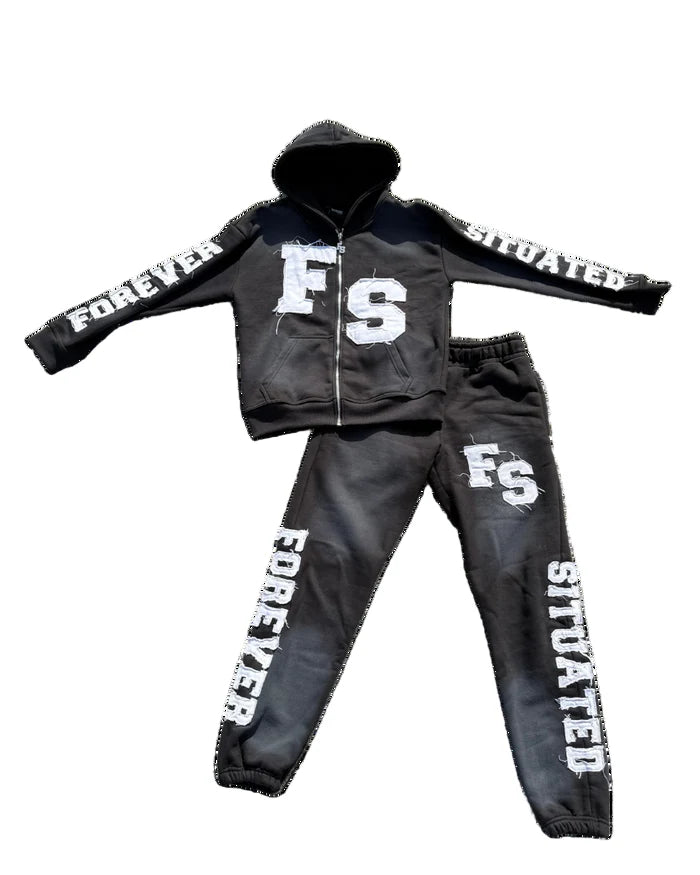 Forever Situated "FS" Black Sweatsuit