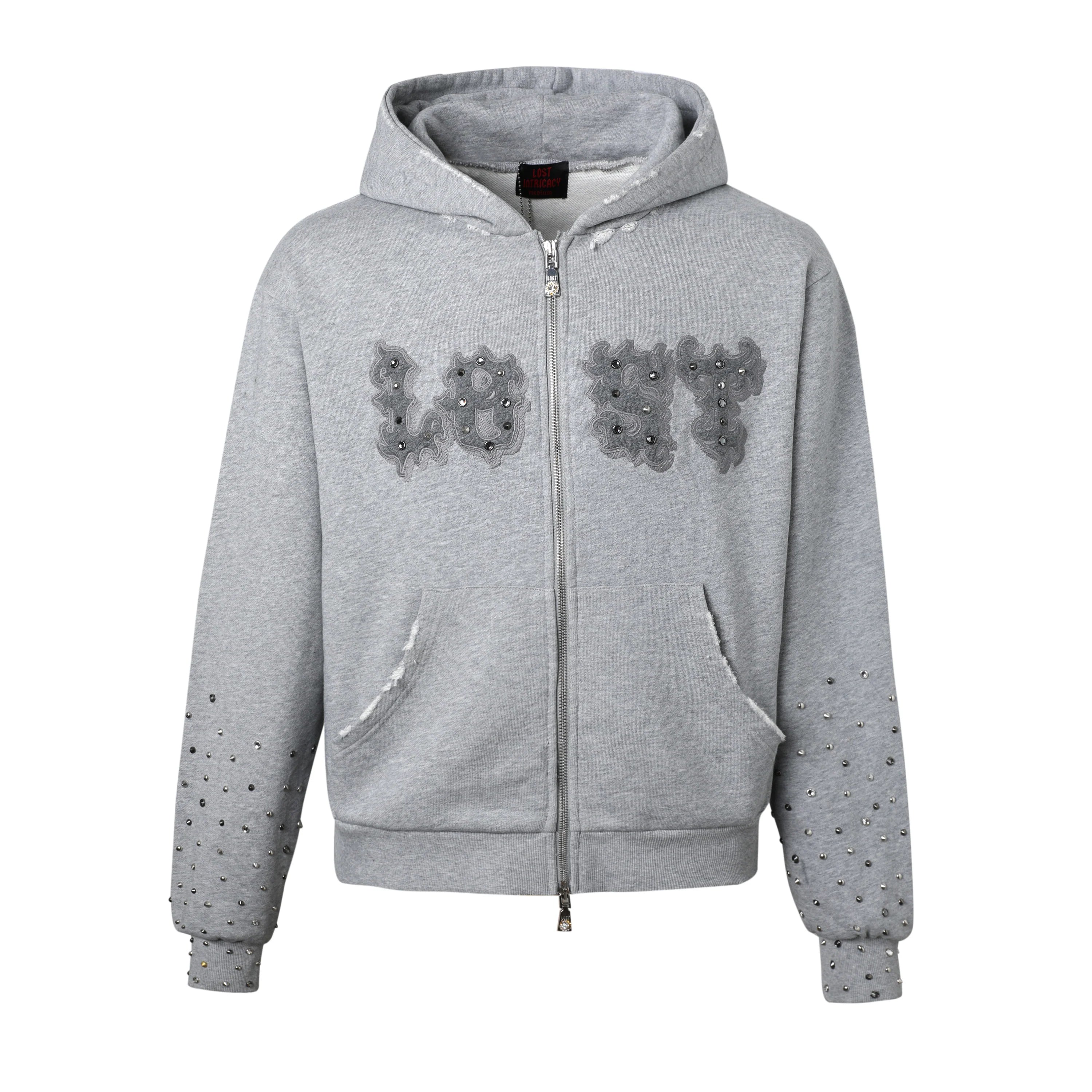 Lost Intricacy "Grey Patch" Zip-Up Hoodie