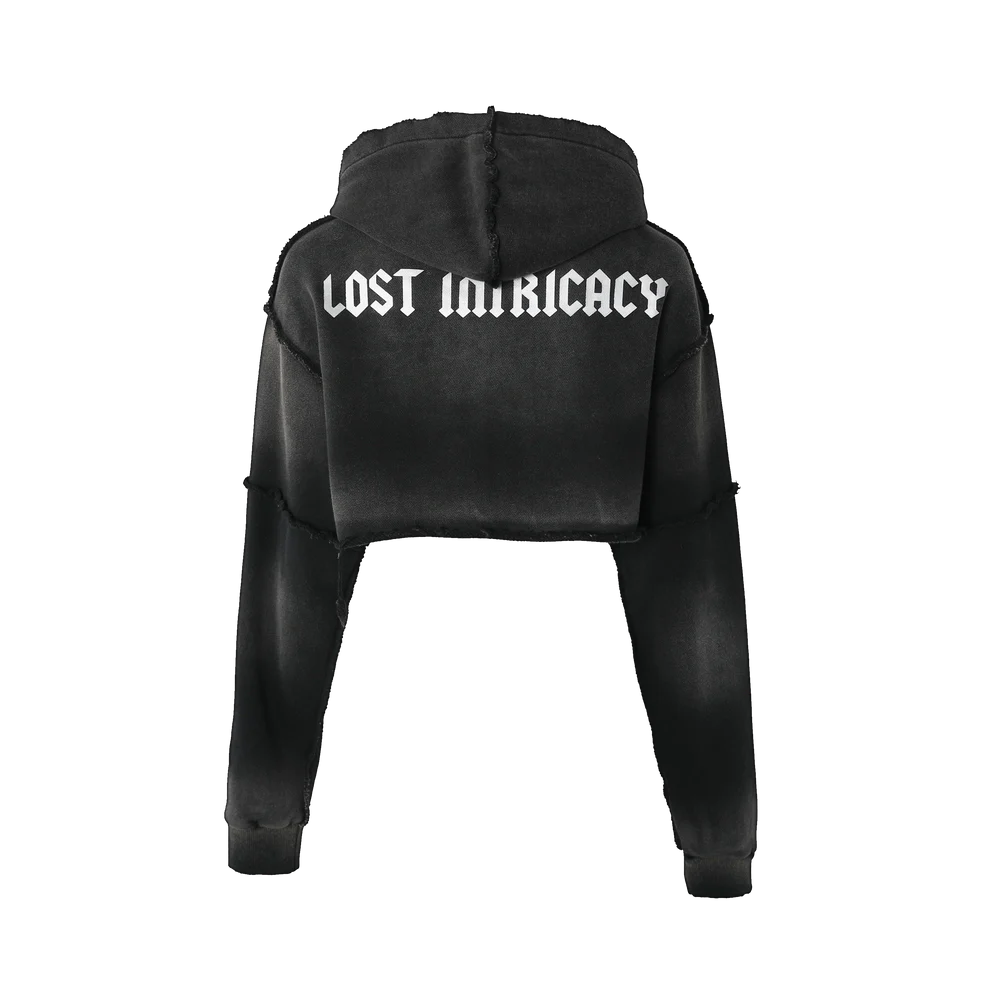 Lost "Black" Crop Zip Up Hoodie