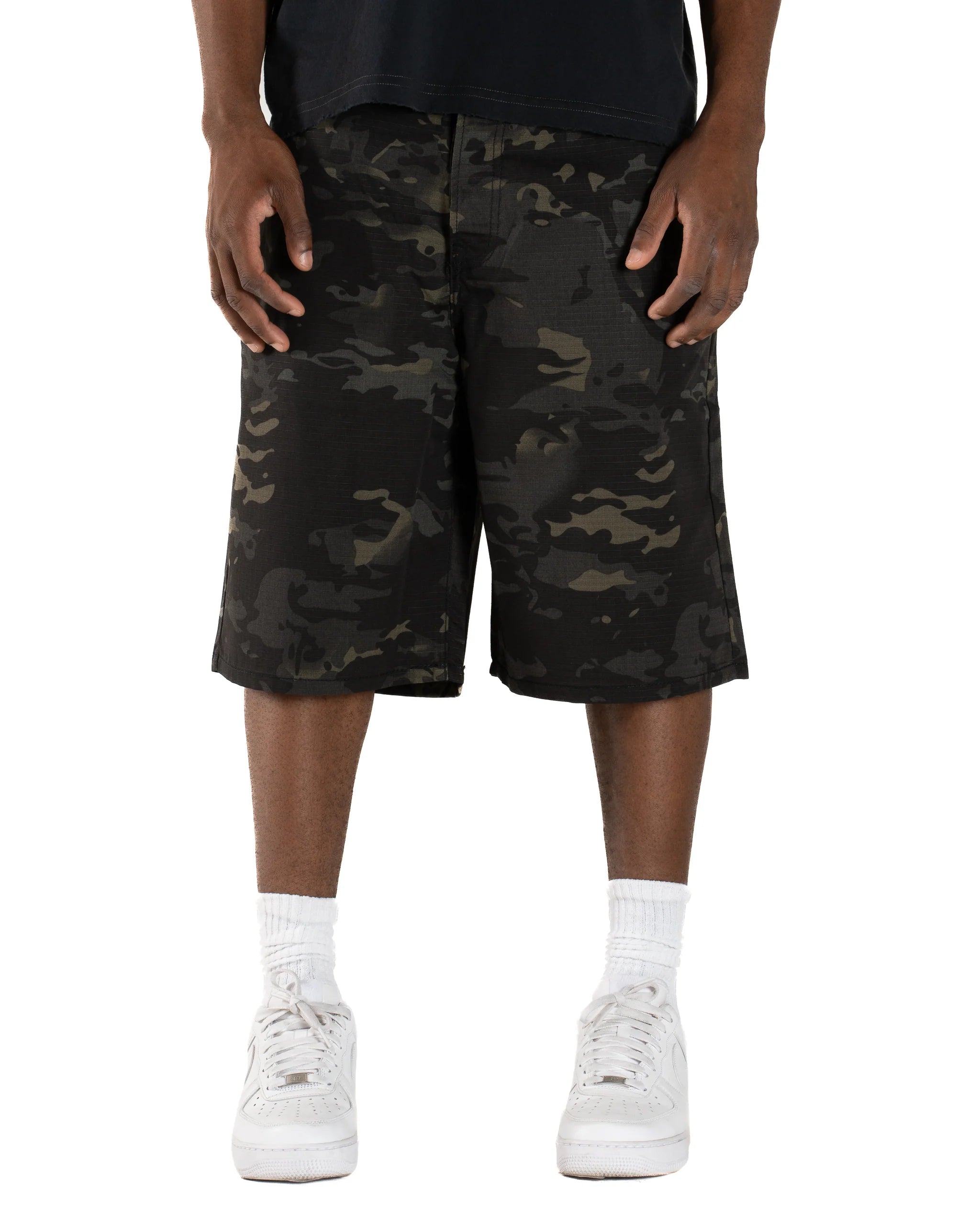 Mint Crew "Black Multi Camo" Jean Shorts