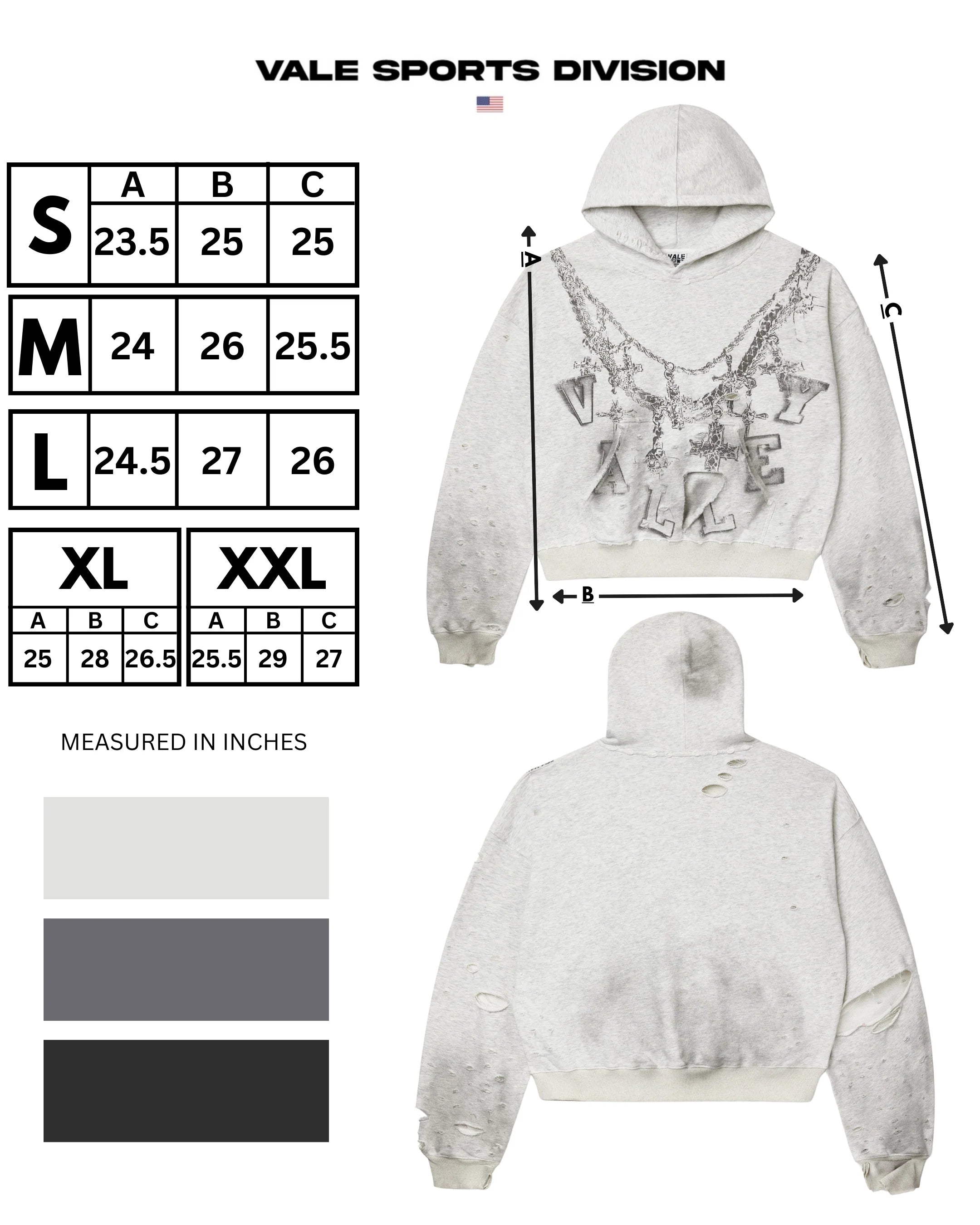 Vale "Big Chain" Grey Pullover Hoodie