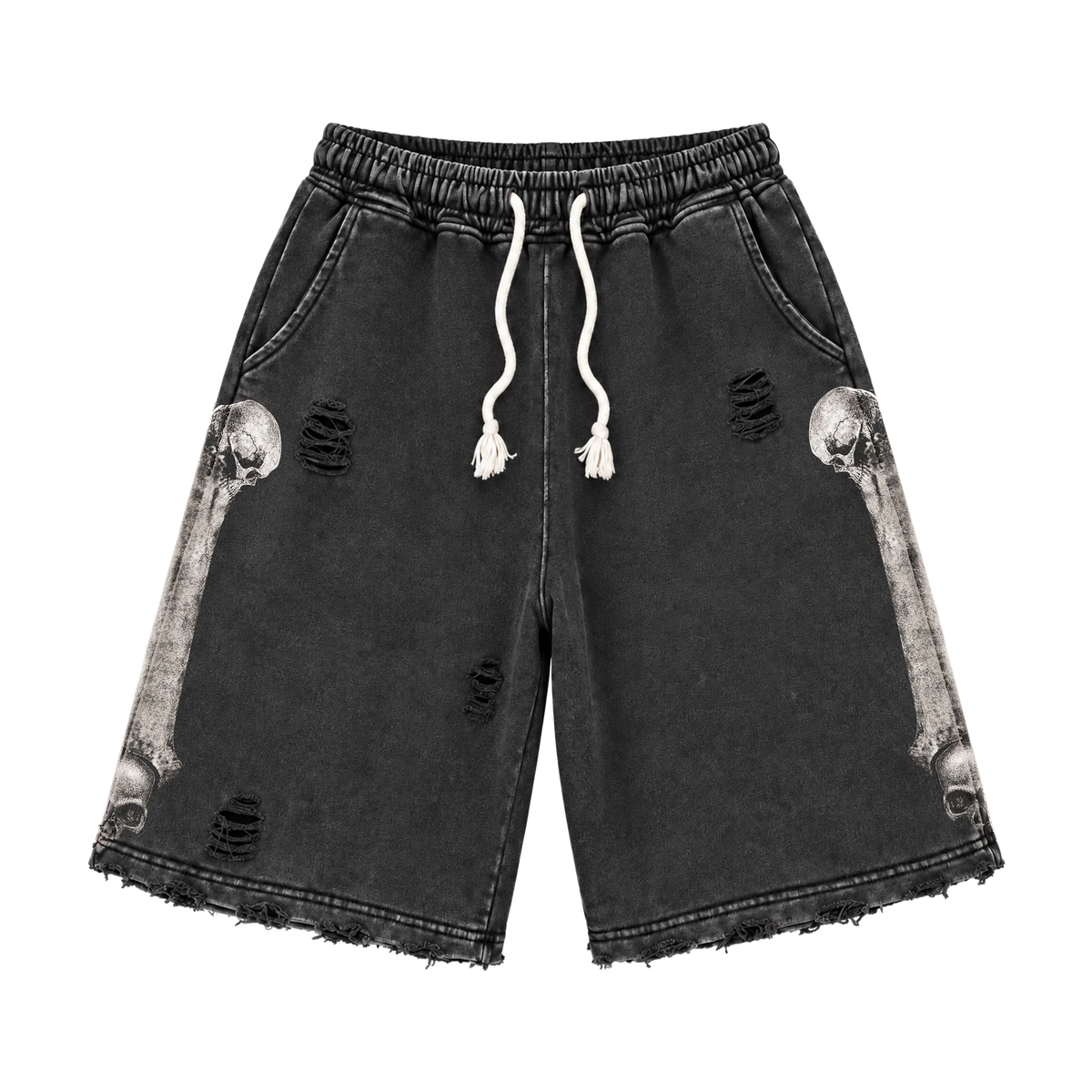 FLR 914 "Skull Set" Black Wash Full Shorts Set