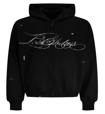 LOST SHDWS "Distressed Script" Black Hoodie