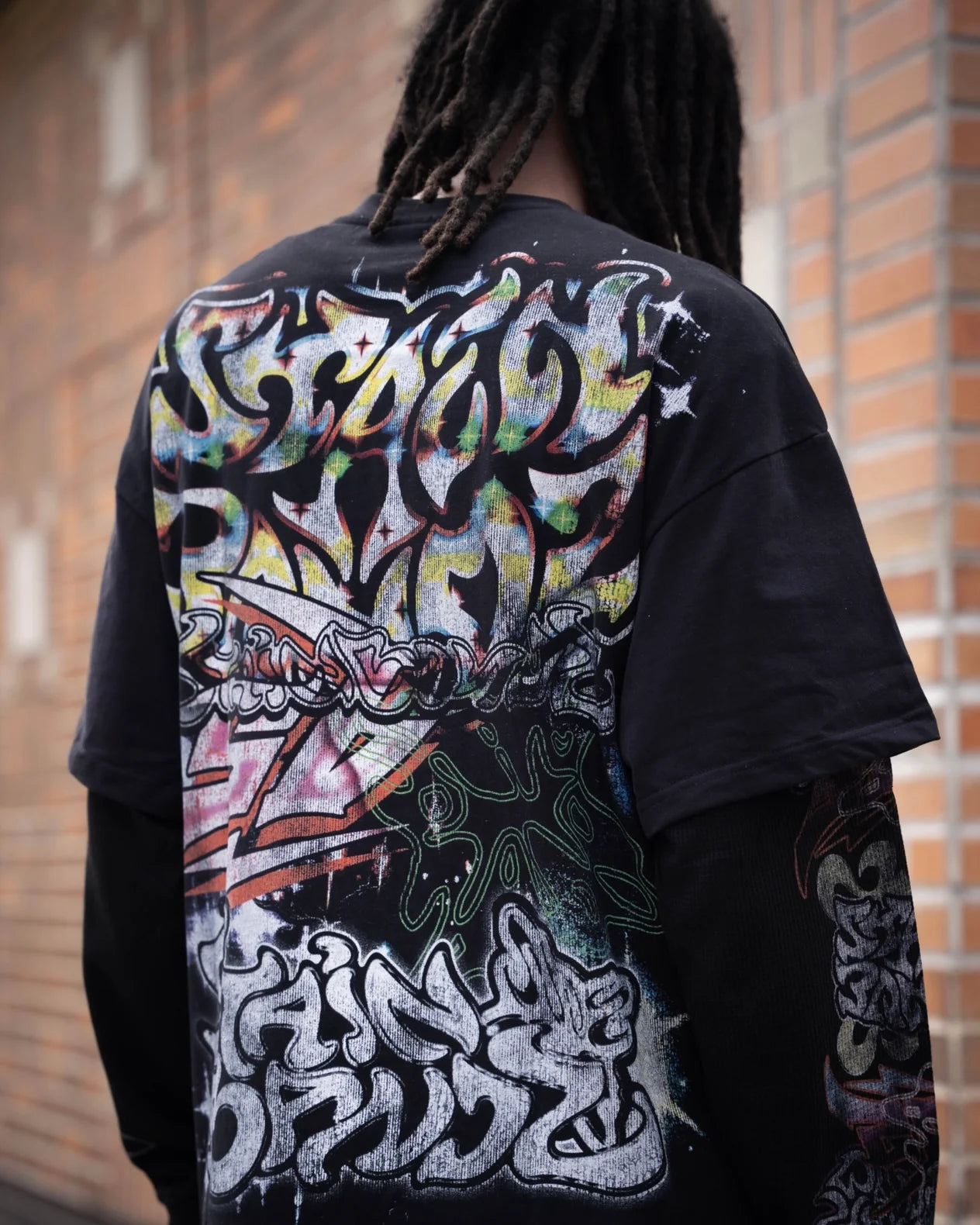 SB Studios "Oversized" Black Thermal Long Sleeve T-Shirt