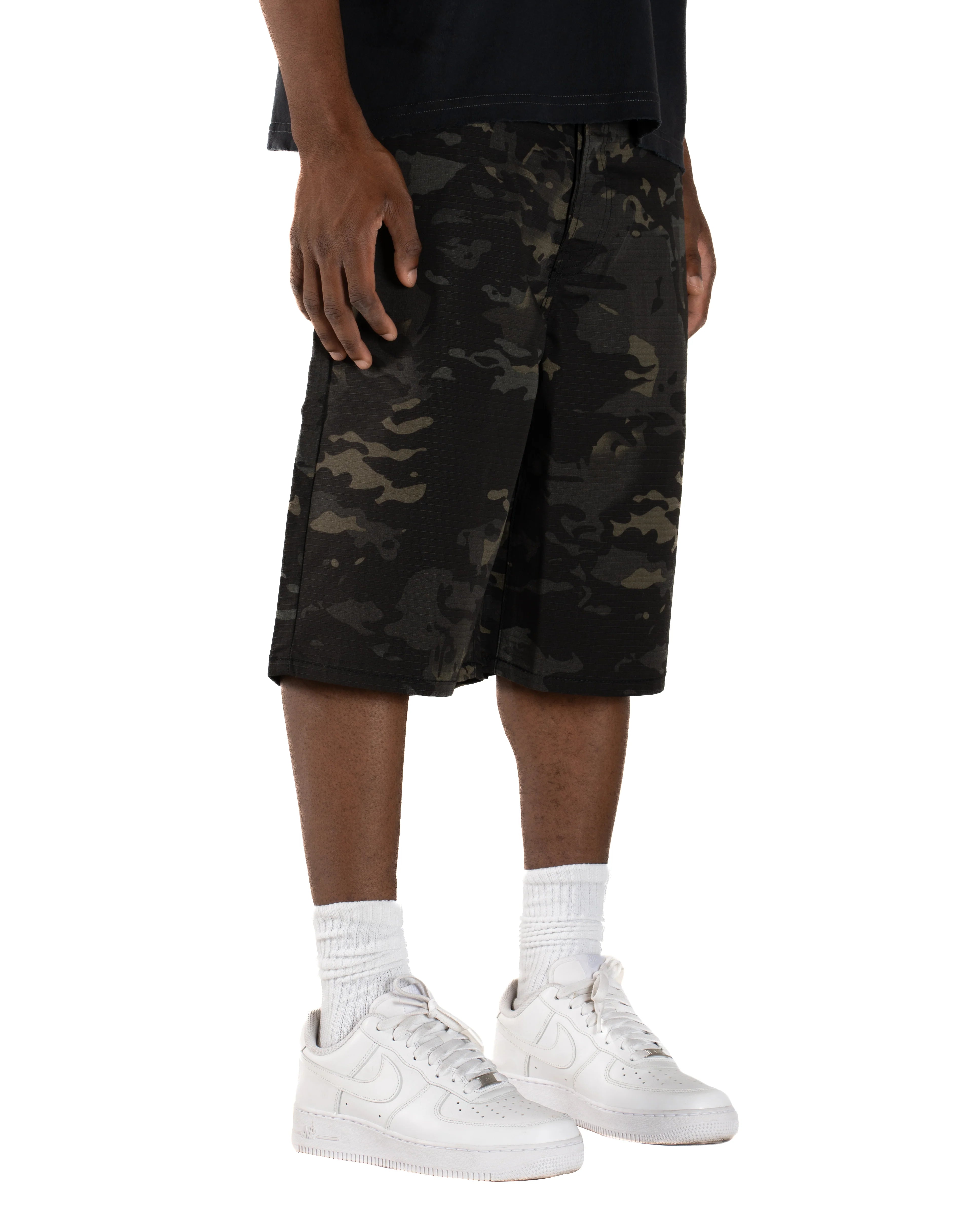 Mint Crew "Black Multi Camo" Jean Shorts