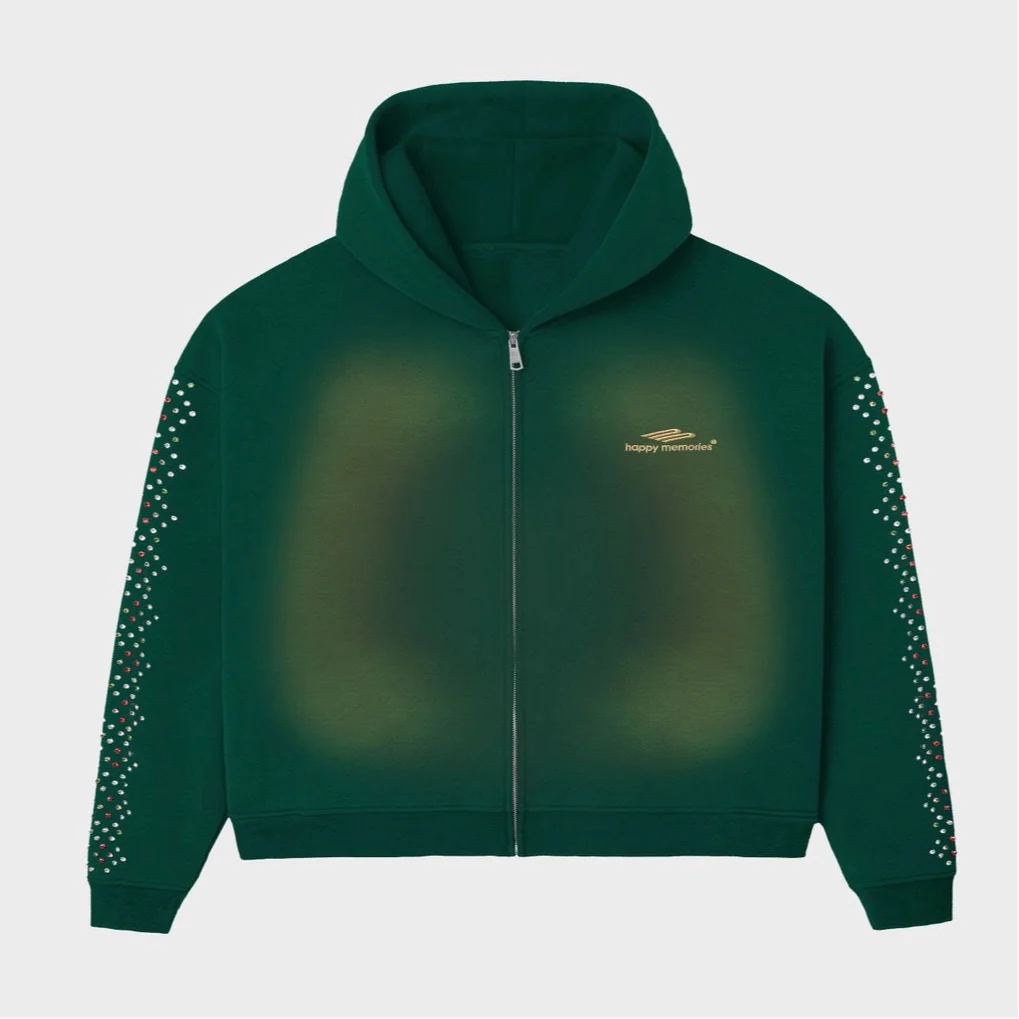 HMDD "Green Bean" Crystal Zip-Up Hoodie