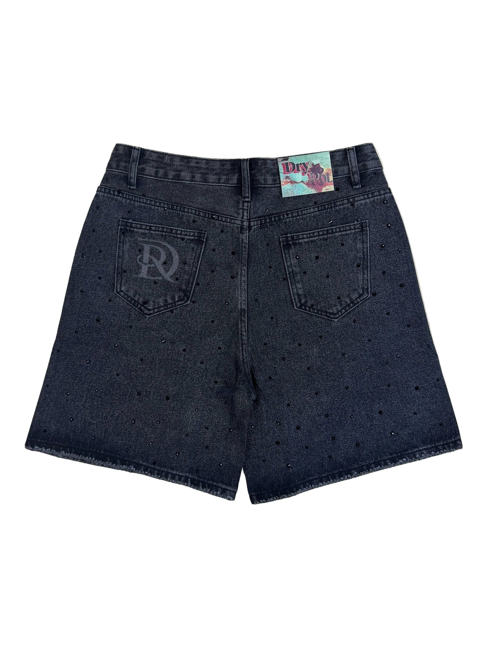 Dry Rot "Shadow" Black Rhinestone Jean Shorts