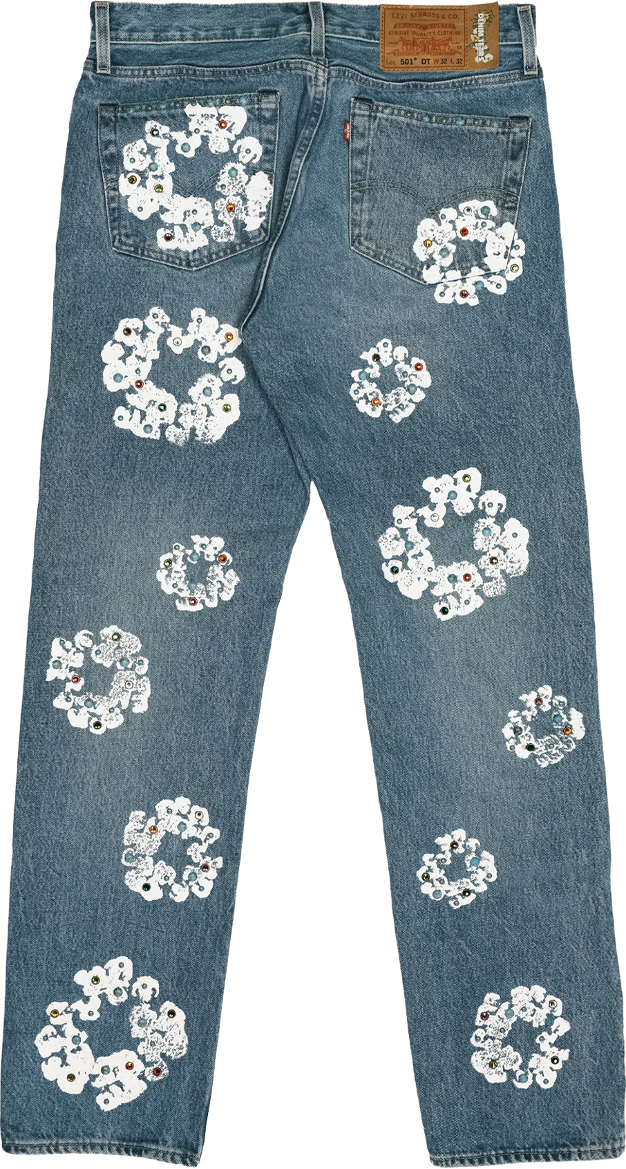 Denim Tears Rhinestone Cotton Wreath Light Wash Jeans