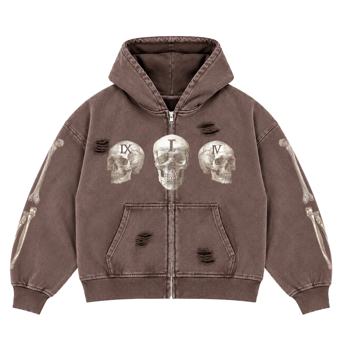 FLR 914 "Skull Set" Brown Wash Full Shorts Set