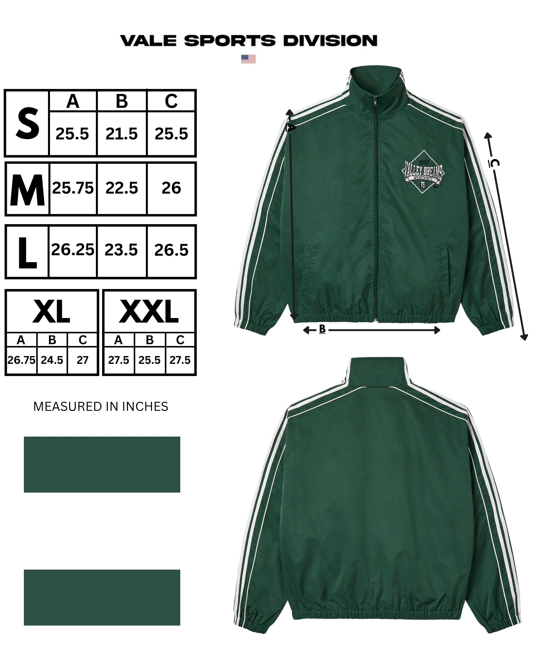Vale "Stripe" Green Track Jacket