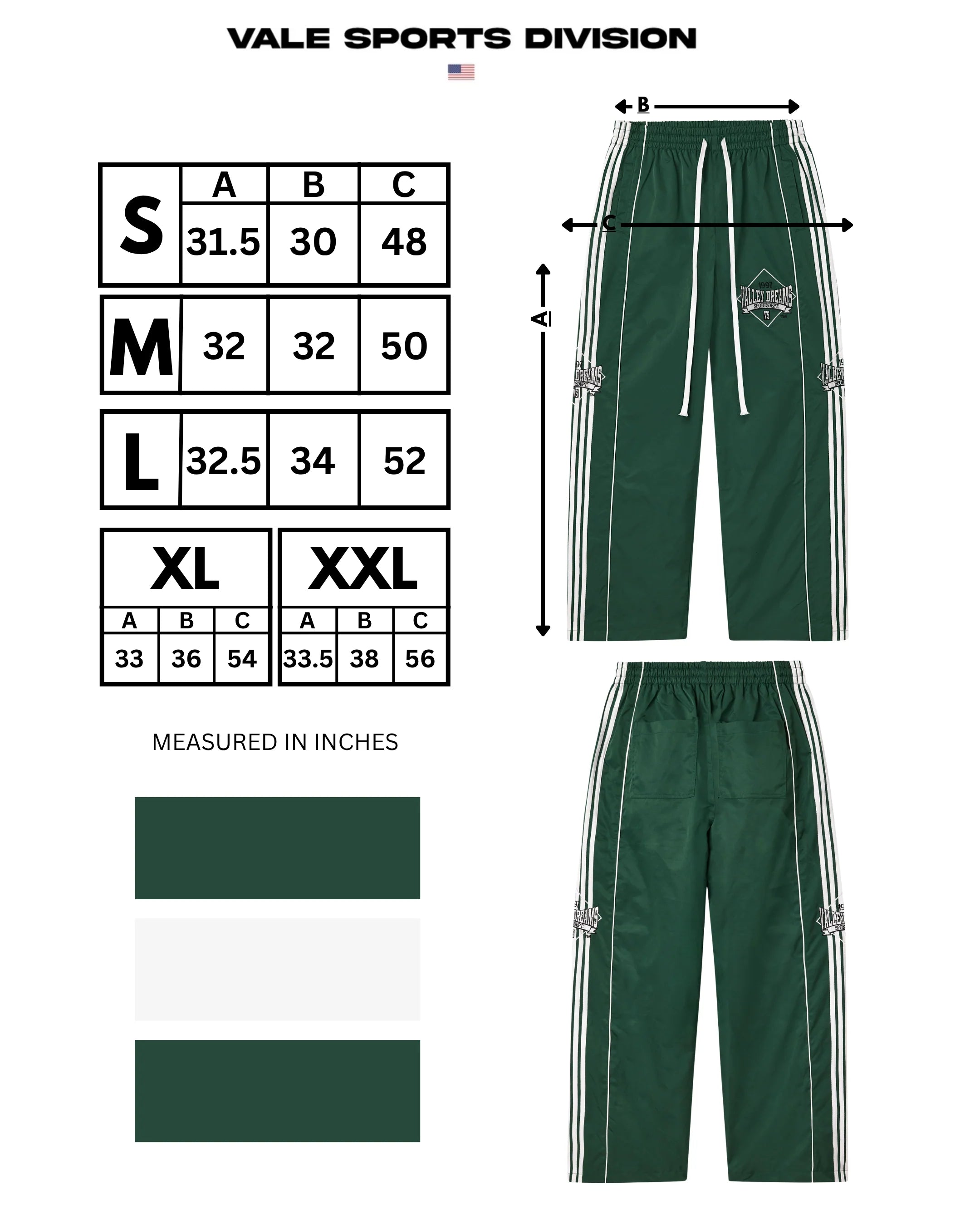 Vale "Stripe" Green Track Pants