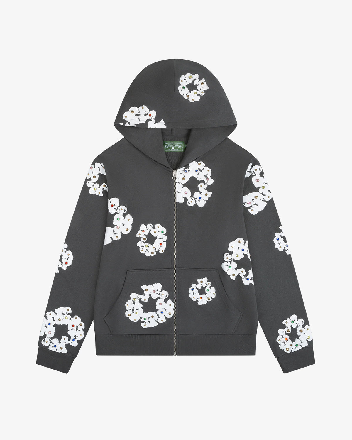 Denim Tears Rhinestone Cotton Wreath Grey Hoodie