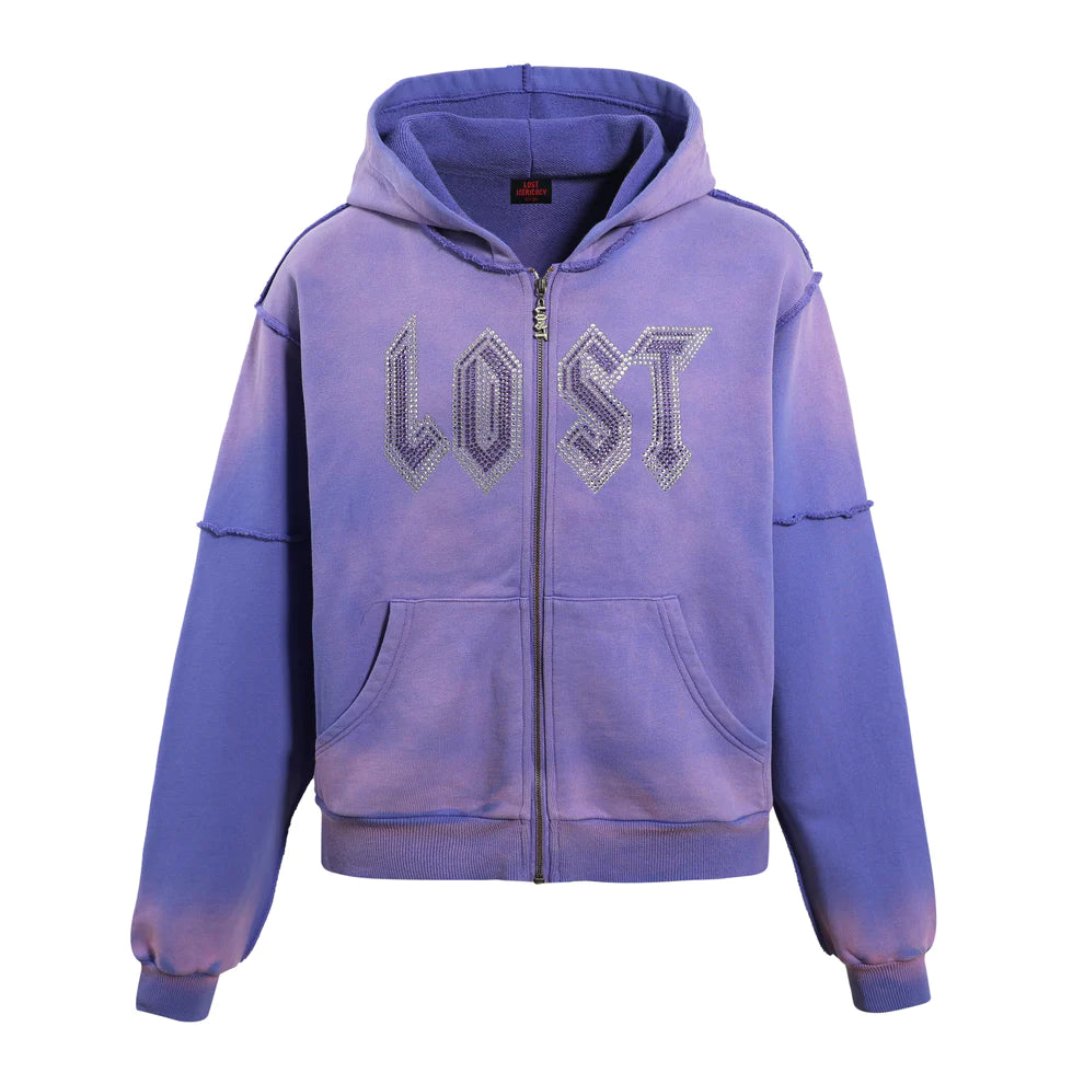 Lost Intricacy "Lavender Rhinestone" Zip Up Hoodie
