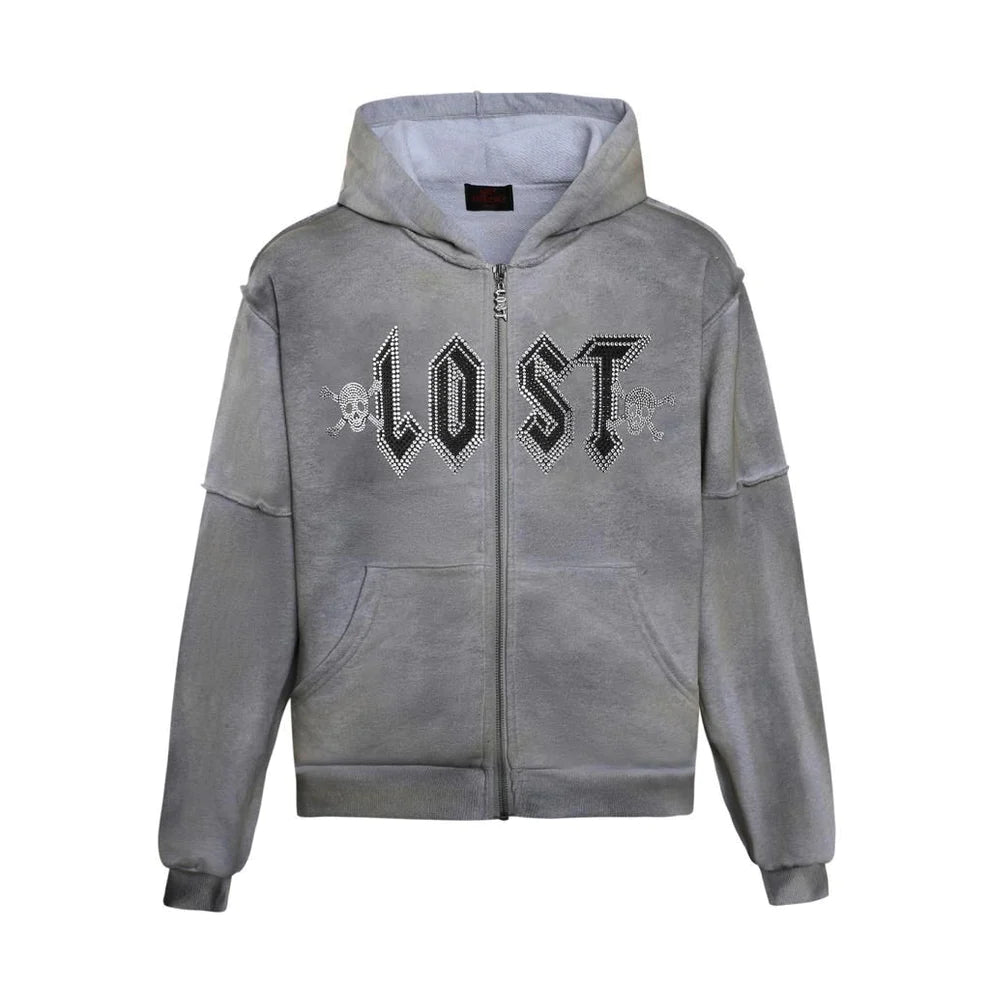 Lost Intricacy "Grey Grunge" Zip Up Hoodie