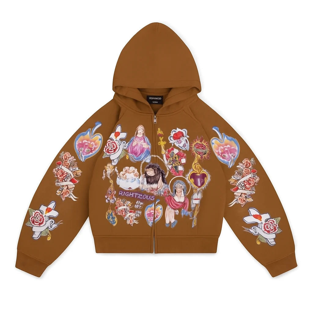 We Are Righteous "Brown" Zip-Up Hoodie