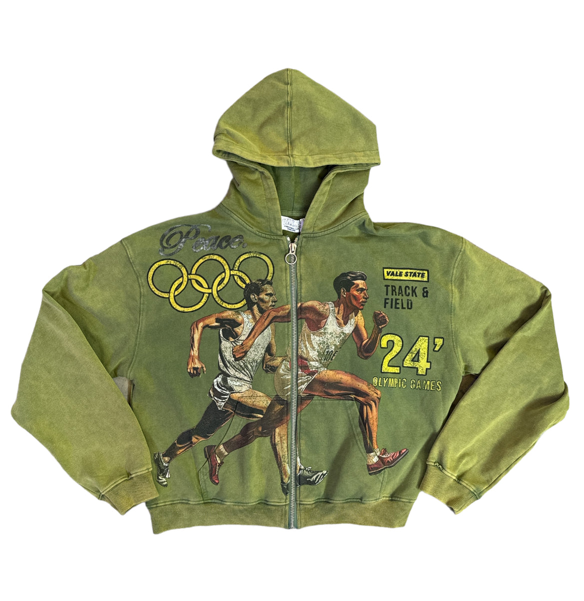Vale "Olive Olympic" Zip-Up Hoodie