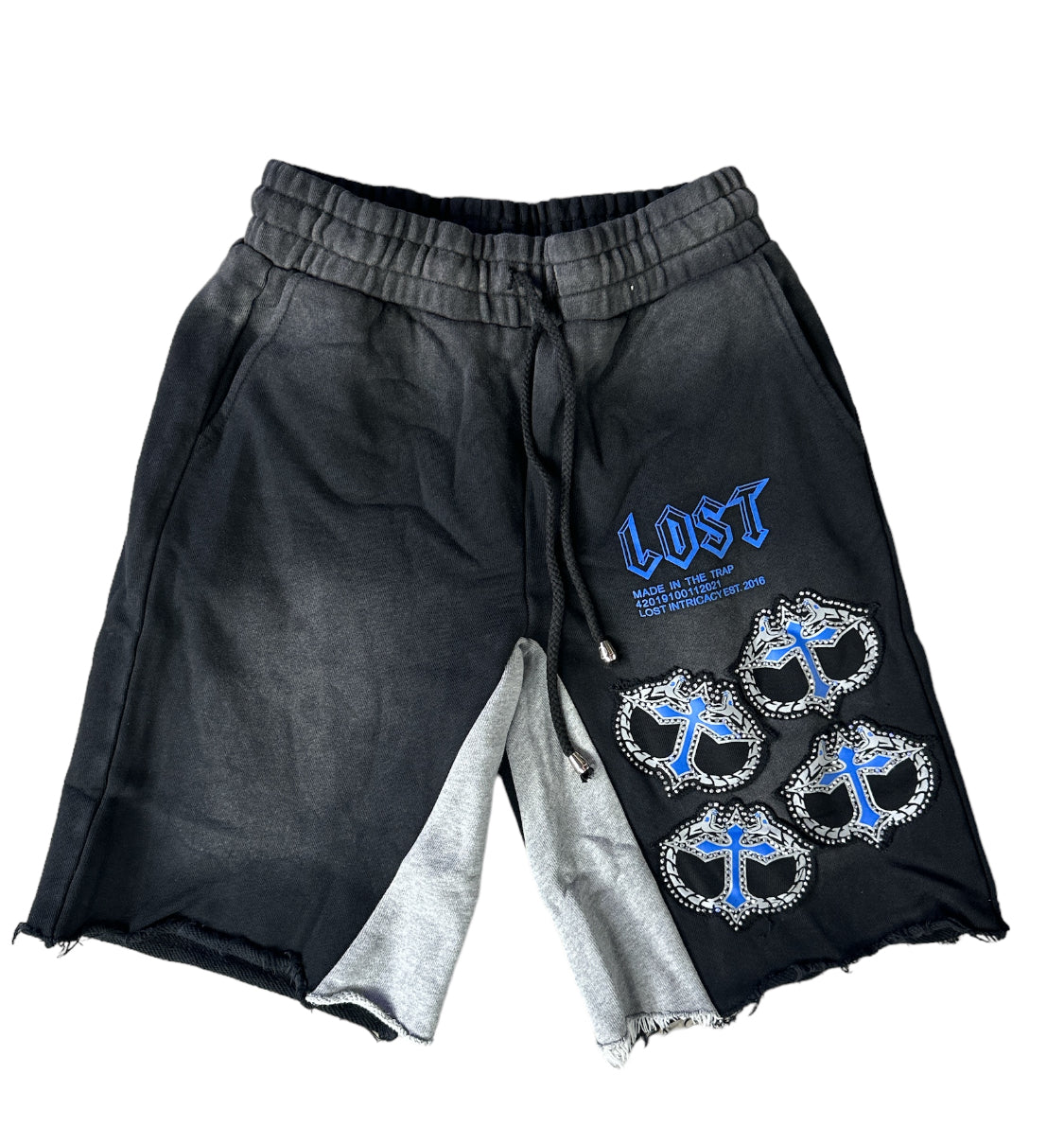 Lost Intricacy "Black/Blue" Cotton Shorts