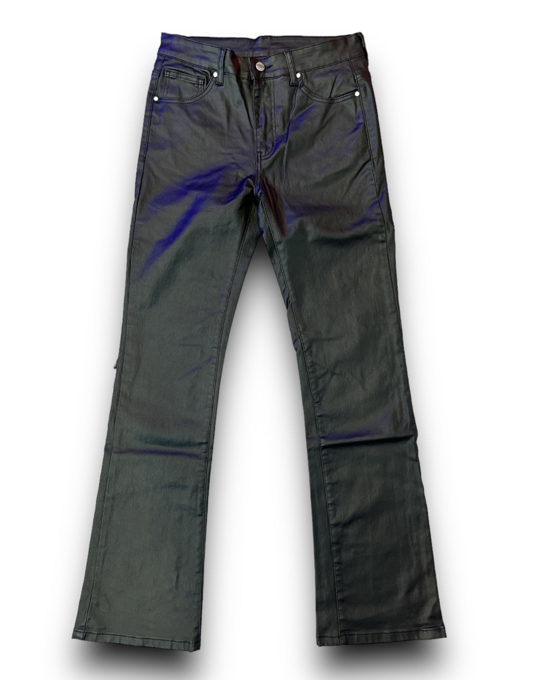 Stealth "Waxed Denim" Black Flared Jeans