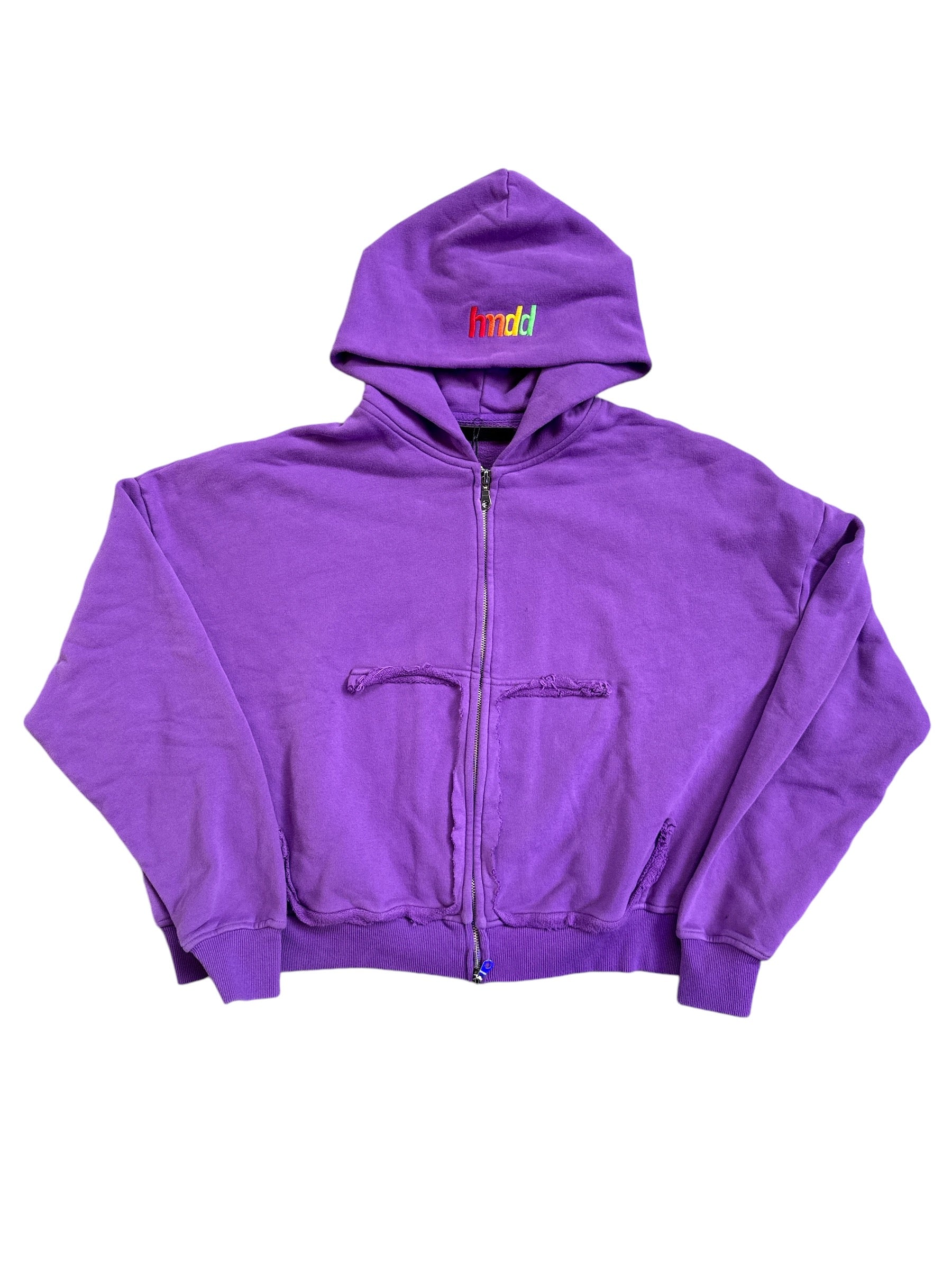 HMDD Purple Distressed Zip-Up Hoodie