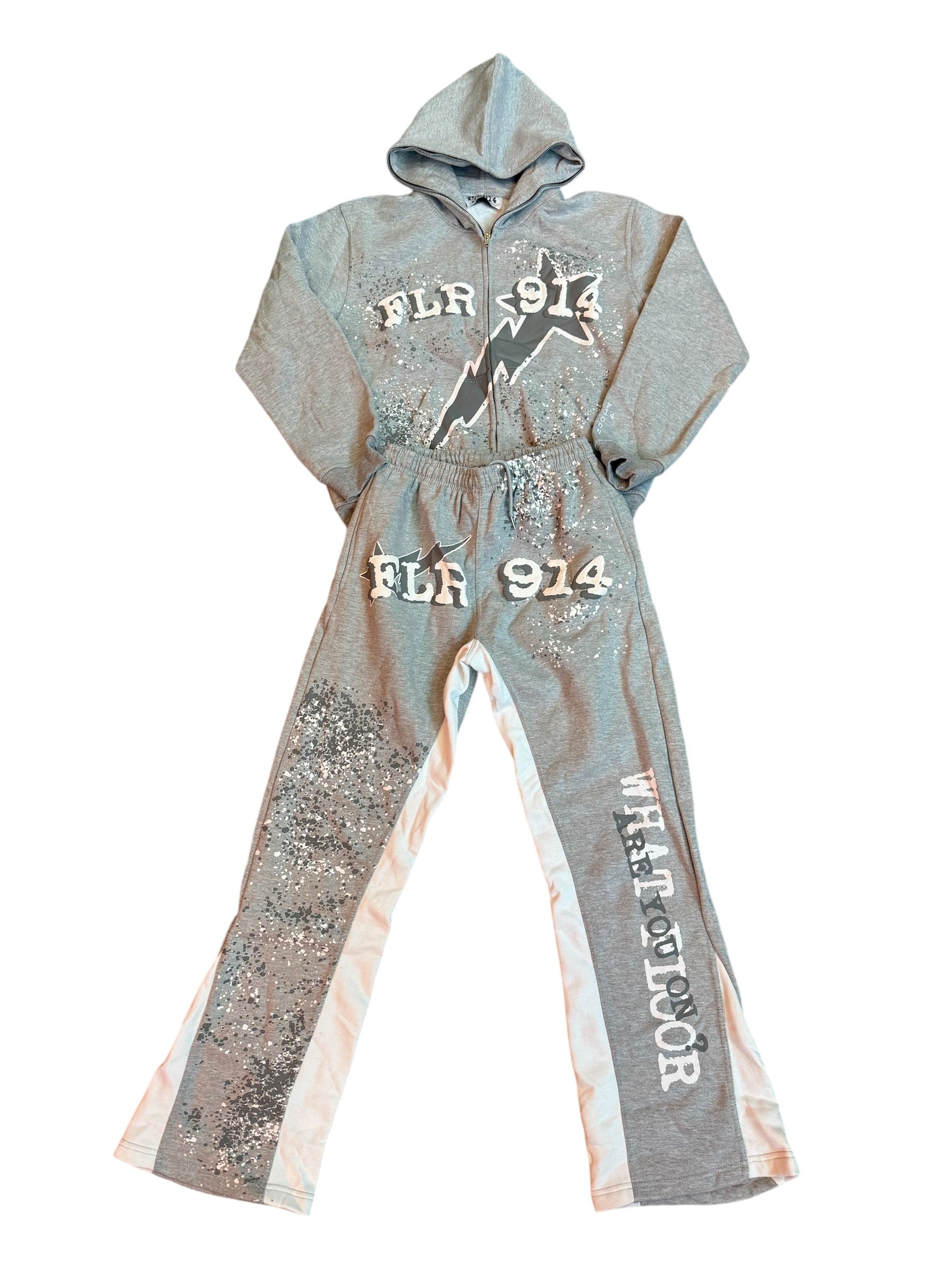 FLR 914 Grey/White Full Sweatsuit
