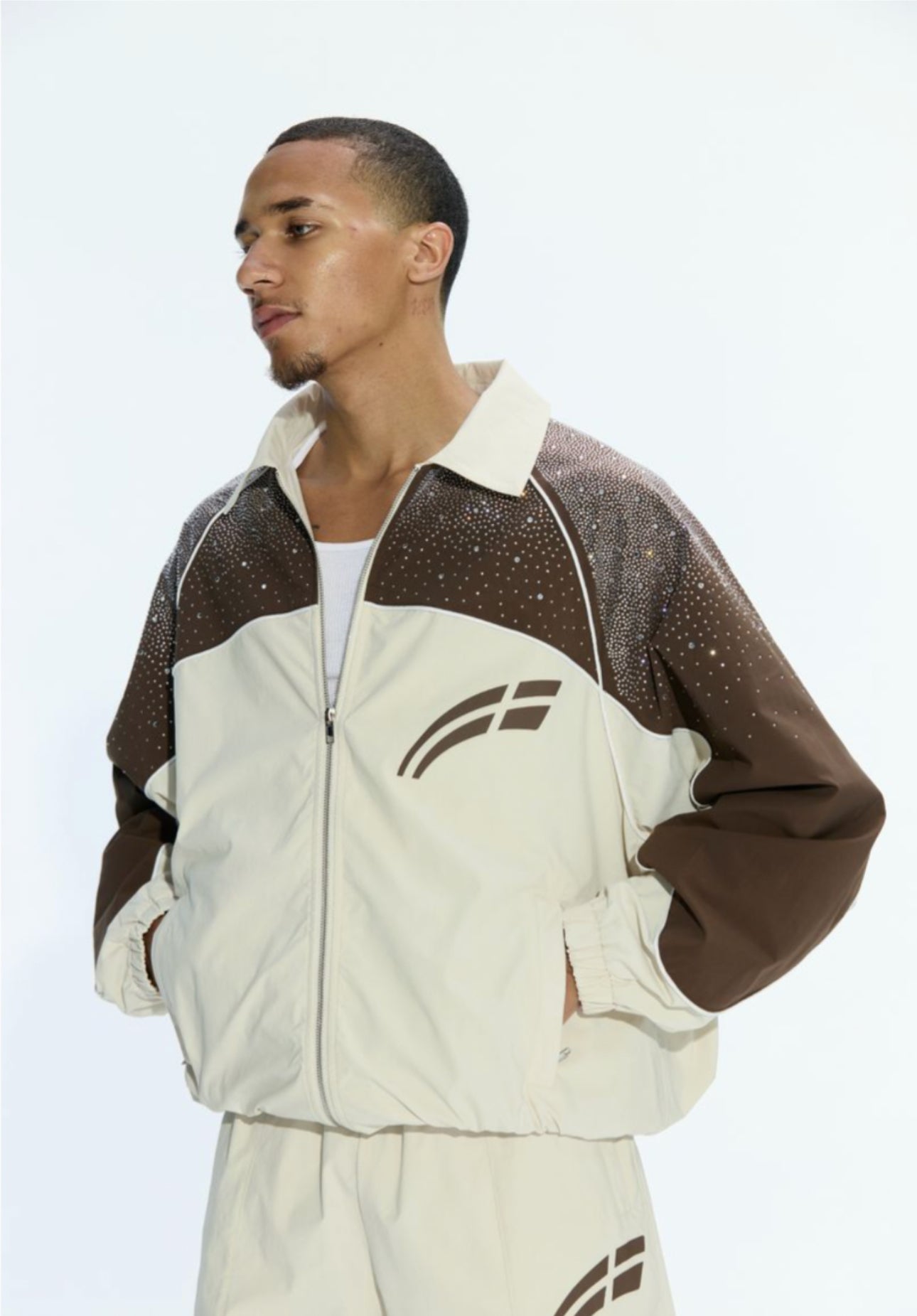 RVS Labs Cream/Coffee "Astral" Zip Track Jacket