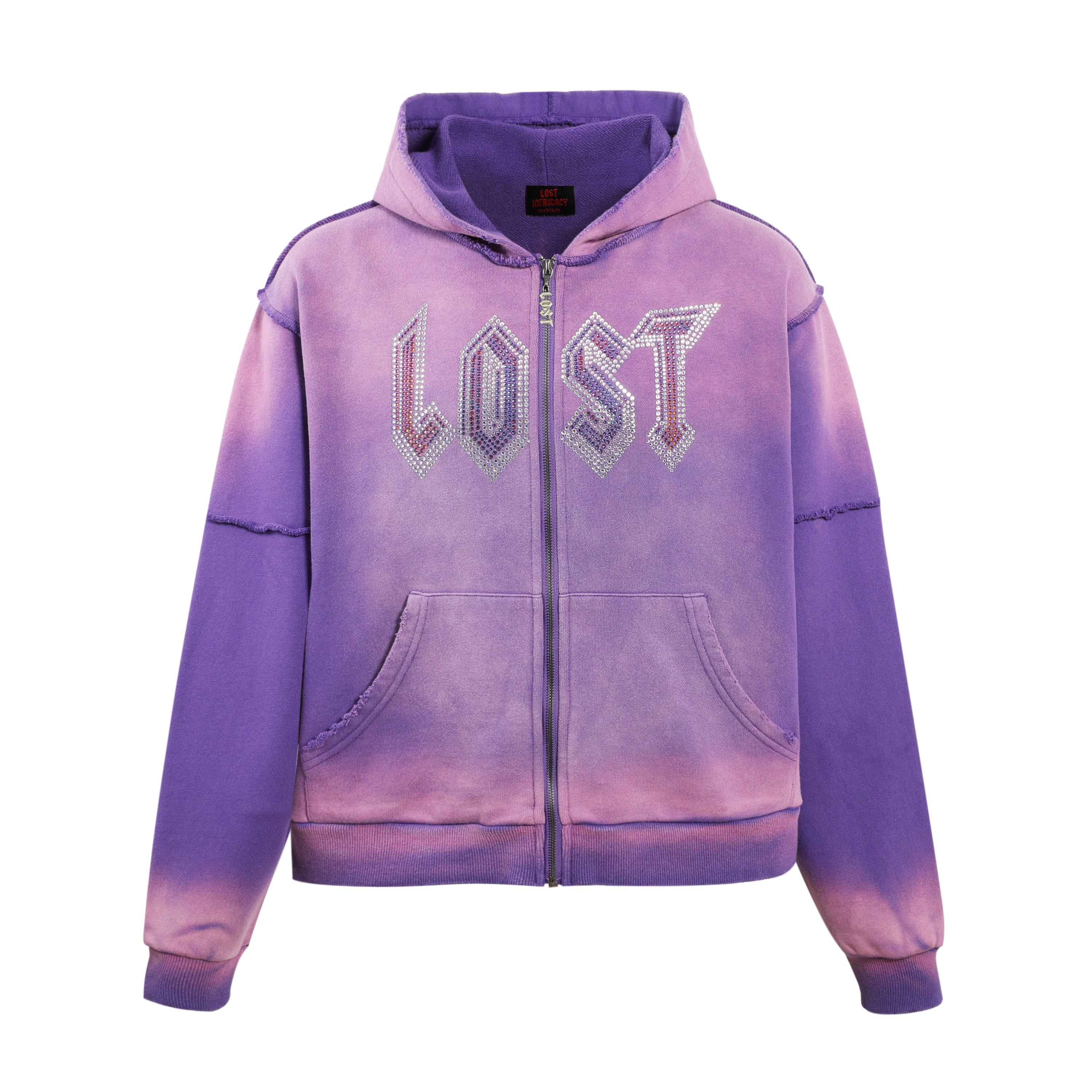 Lost Intricacy x Dntwatchtv Purple Rhinestone Hoodie