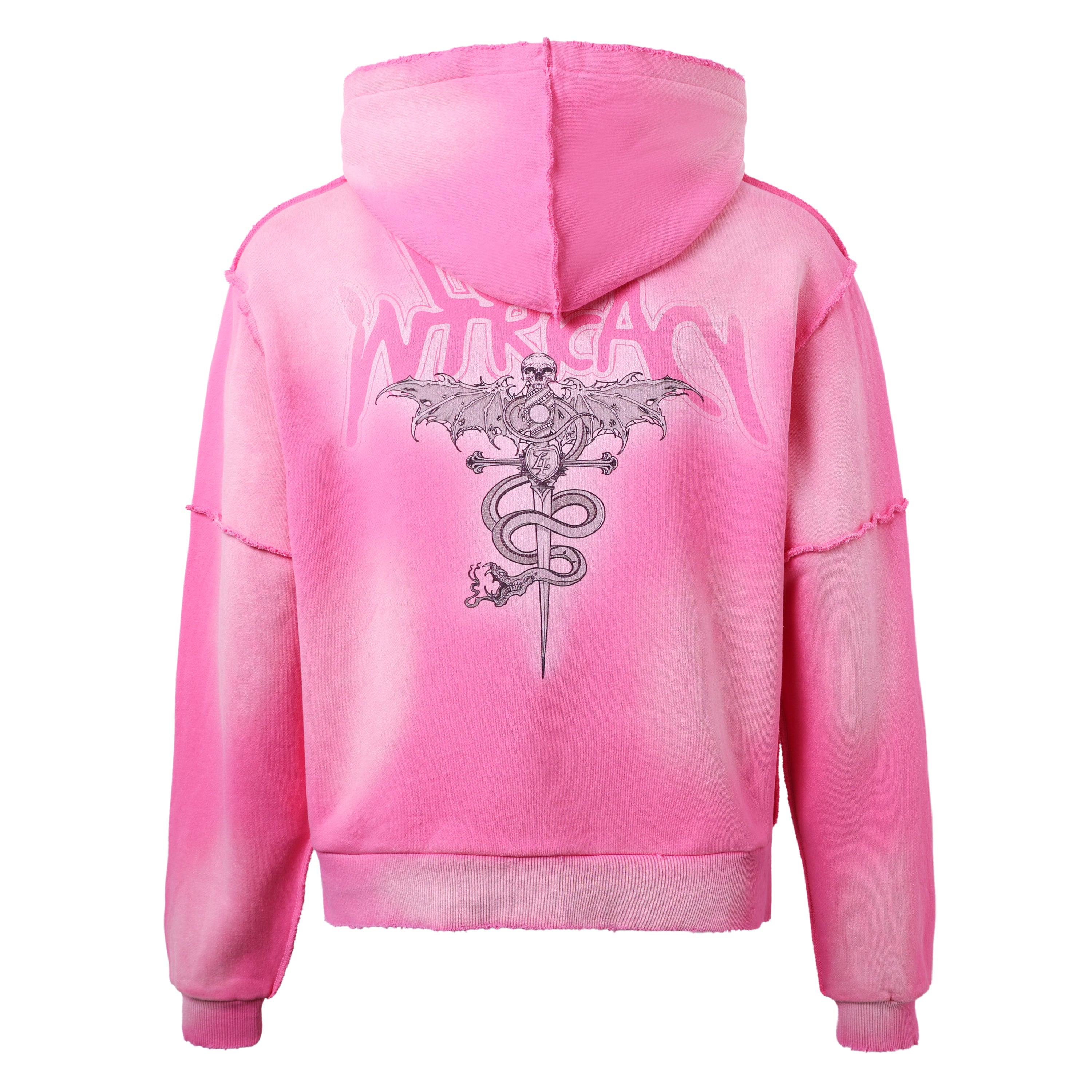 Lost Intricacy Distressed Pink Rhinestone Zip-Up Hoodie