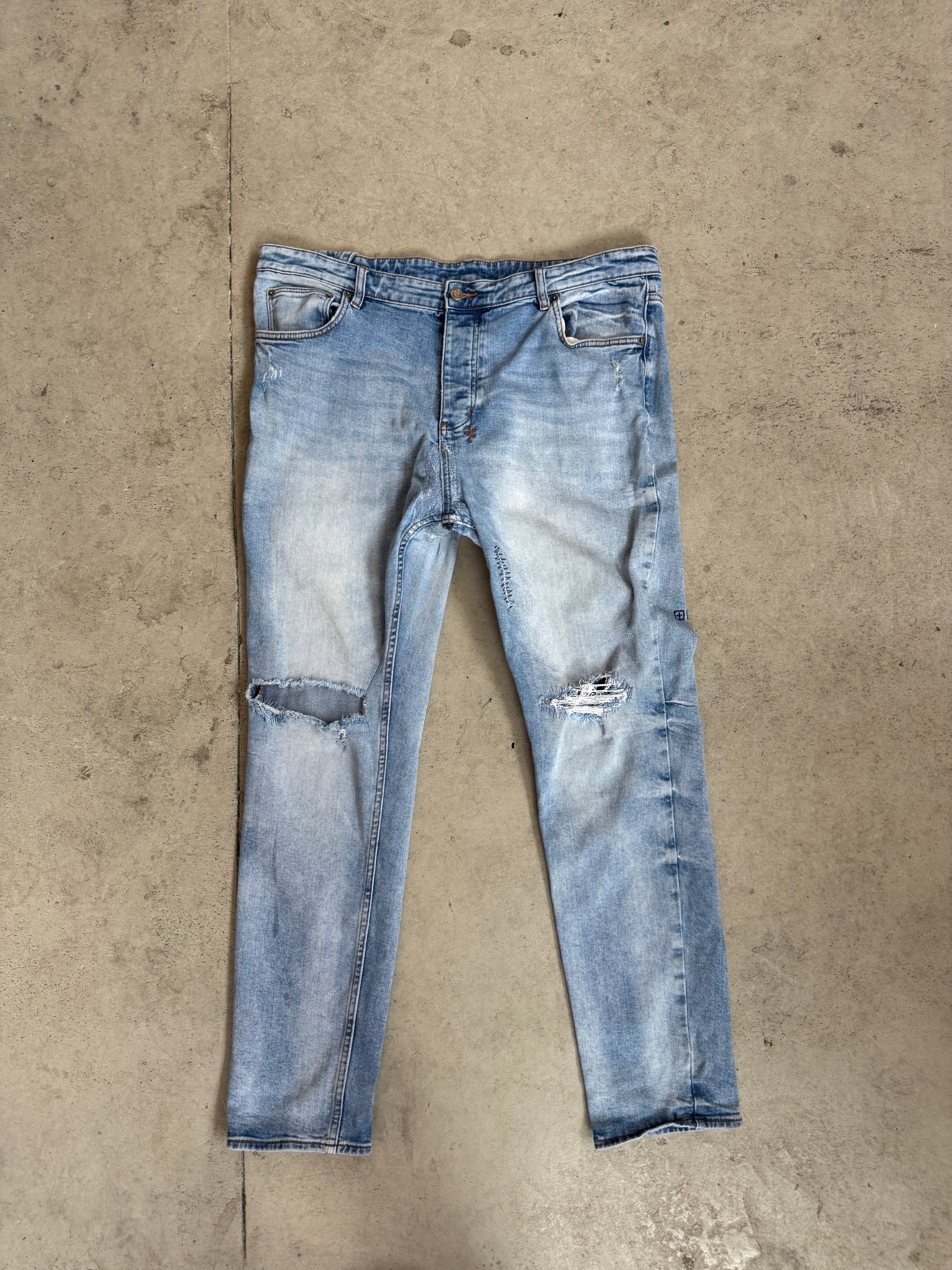 Ksubi Light Wash Distressed Jeans Size 42 Pre Owned