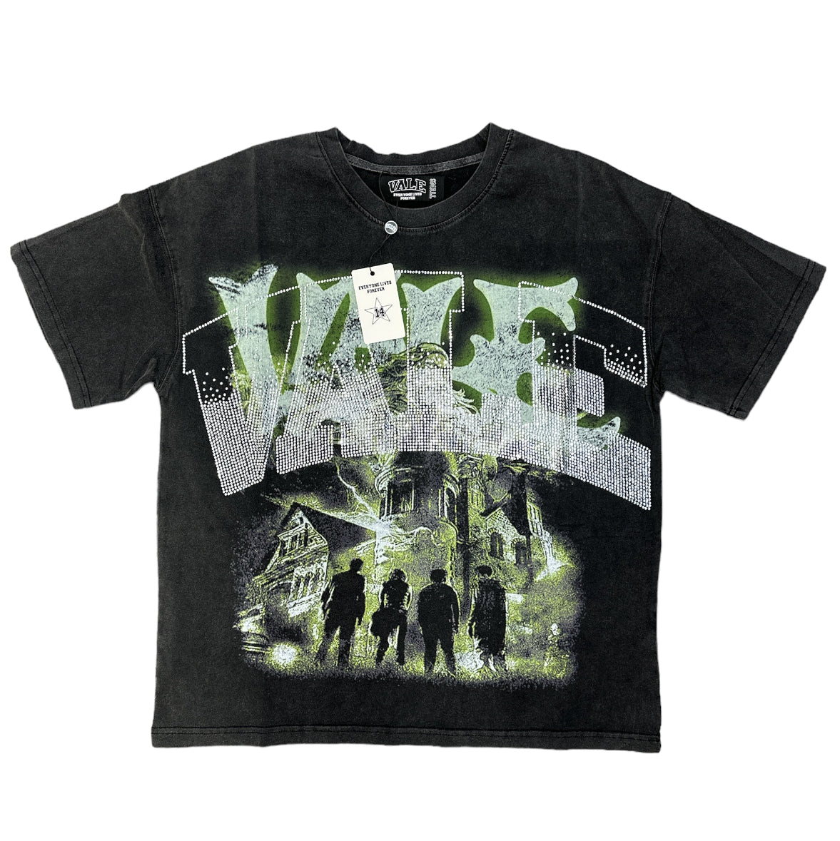 Vale Black/Green Rhinestone T-Shirt