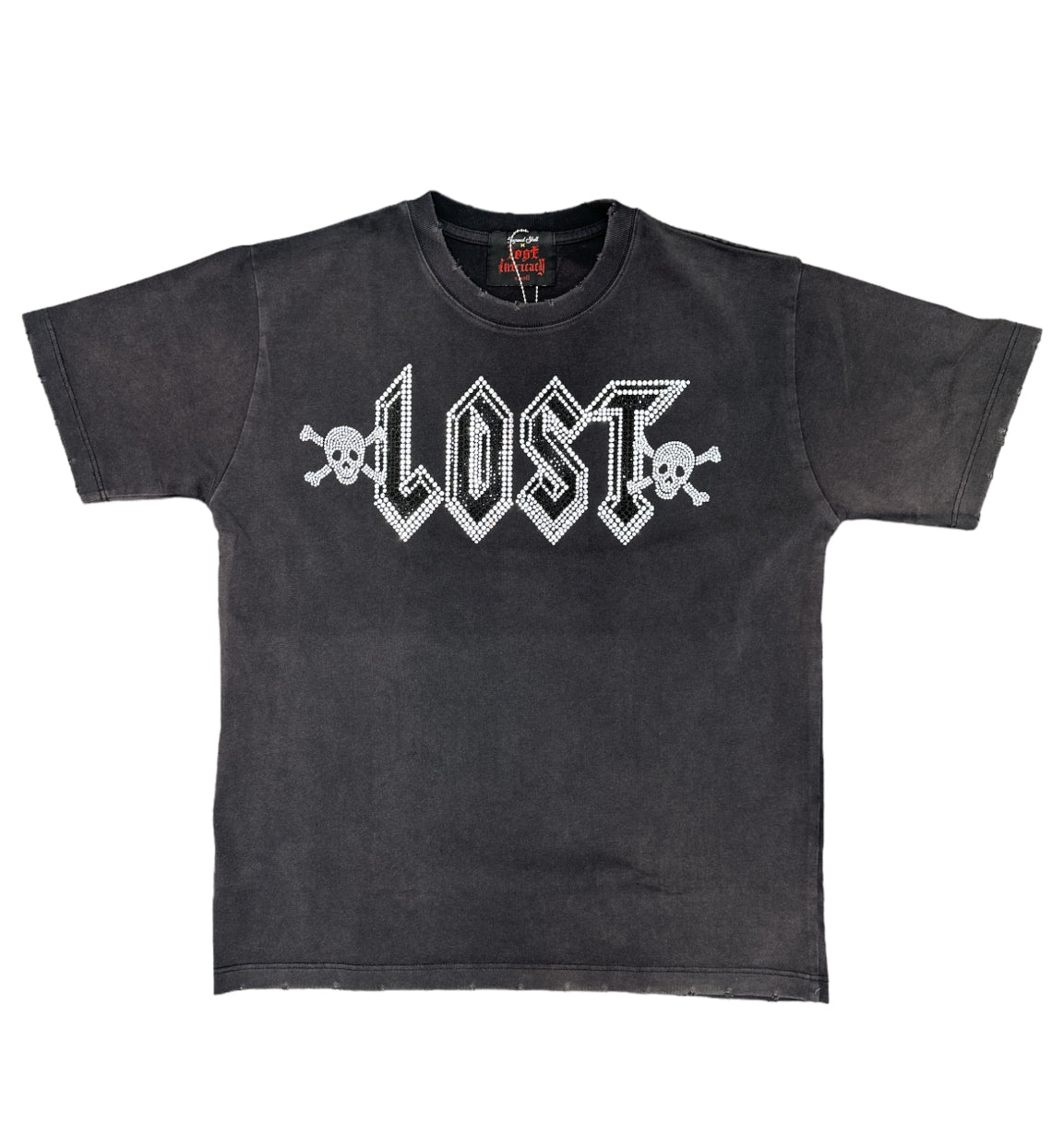Lost Intricacy "Black Washed" Rhinestone T-Shirt