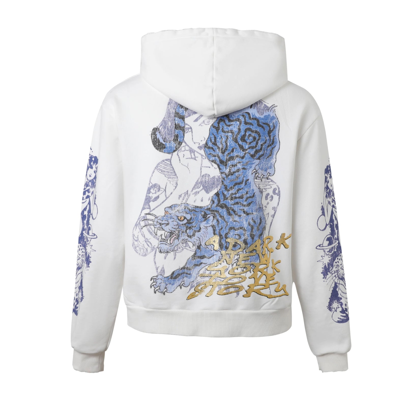 Lost Intricacy "Twin Tigers" White Zip-Up Hoodie
