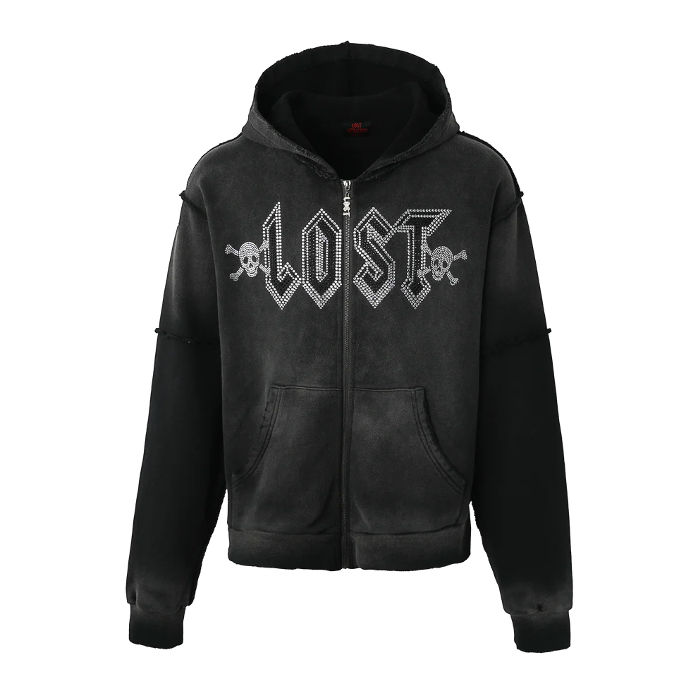 Lost Intricacy "Black Washed" Zip Up Hoodie