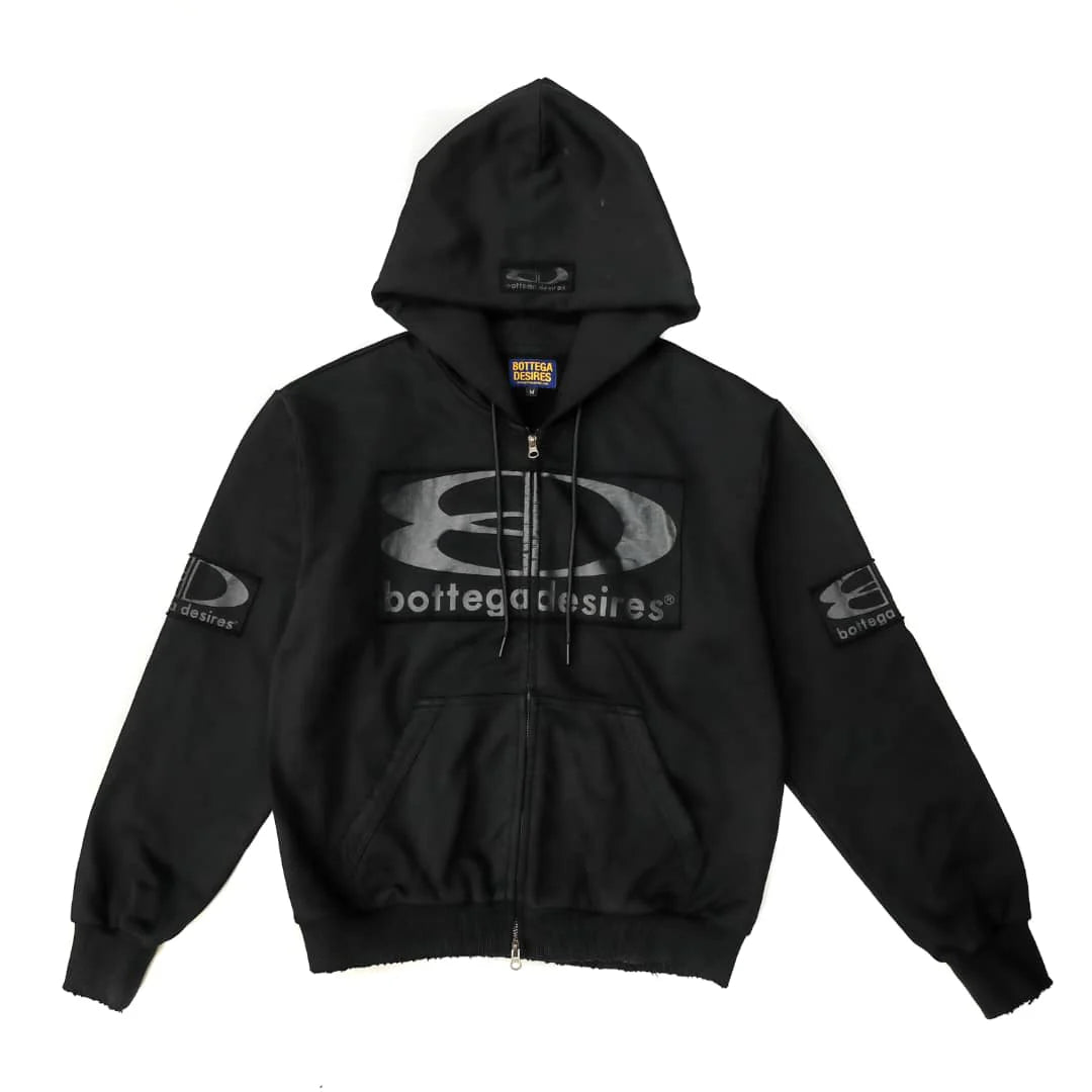 Bottega Desires "Tech" Black Zip-Up Hoodie