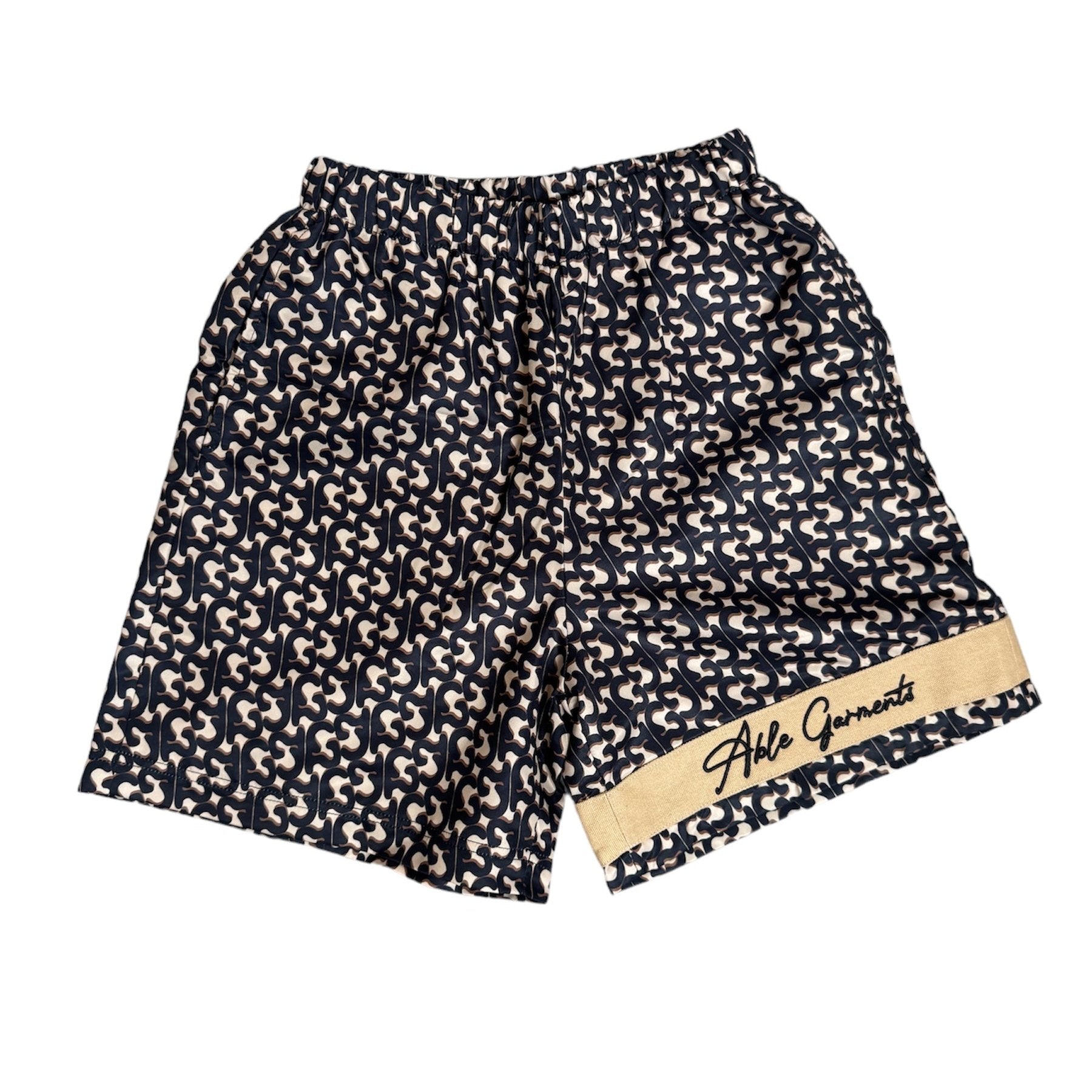 Able Garments "Monogram" Shorts (Black/Beige)